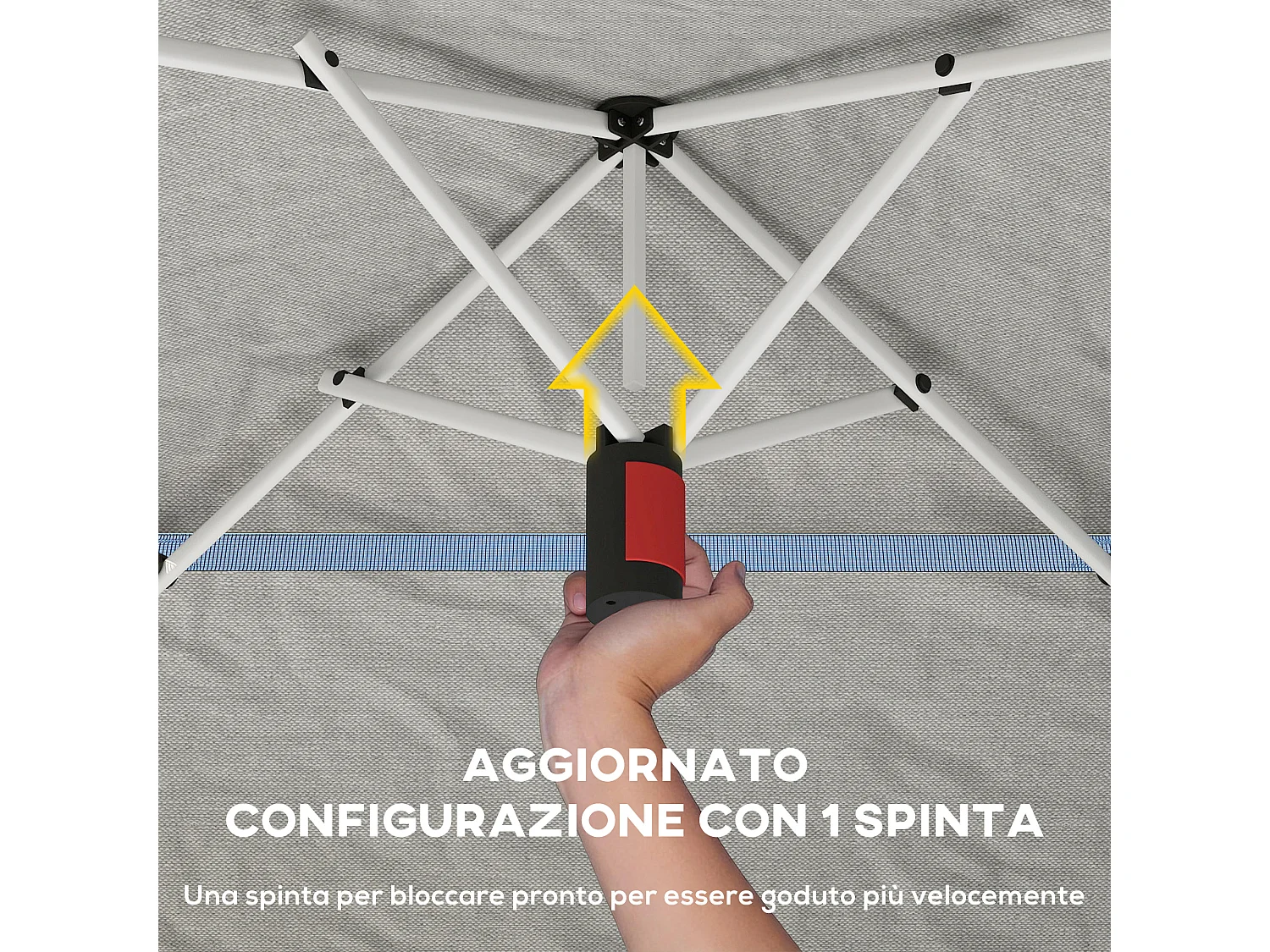Gazebo pop up 3.5x3.5 m con doppio tetto grigio scuro