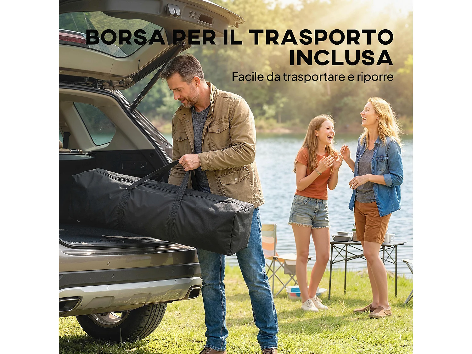 Gazebo pop up 3.5x3.5 m con doppio tetto grigio scuro