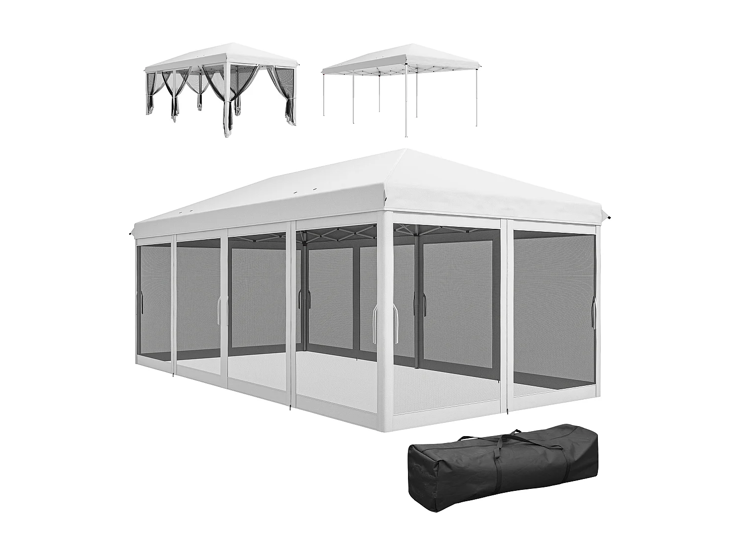 Gazebo 6x3 m pieghevole con zanzariera e struttura in acciaio