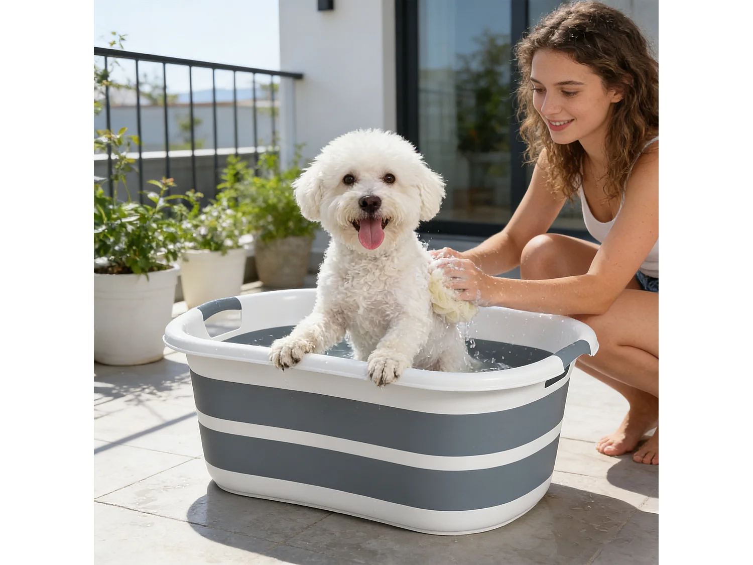 Vasca da bagno pieghevole per animali 27l grigia