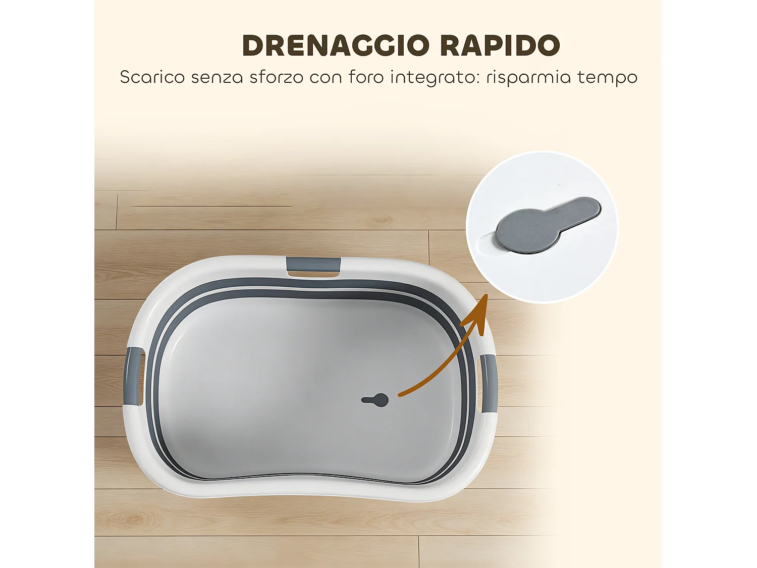 Vasca da bagno pieghevole per animali 27l grigia