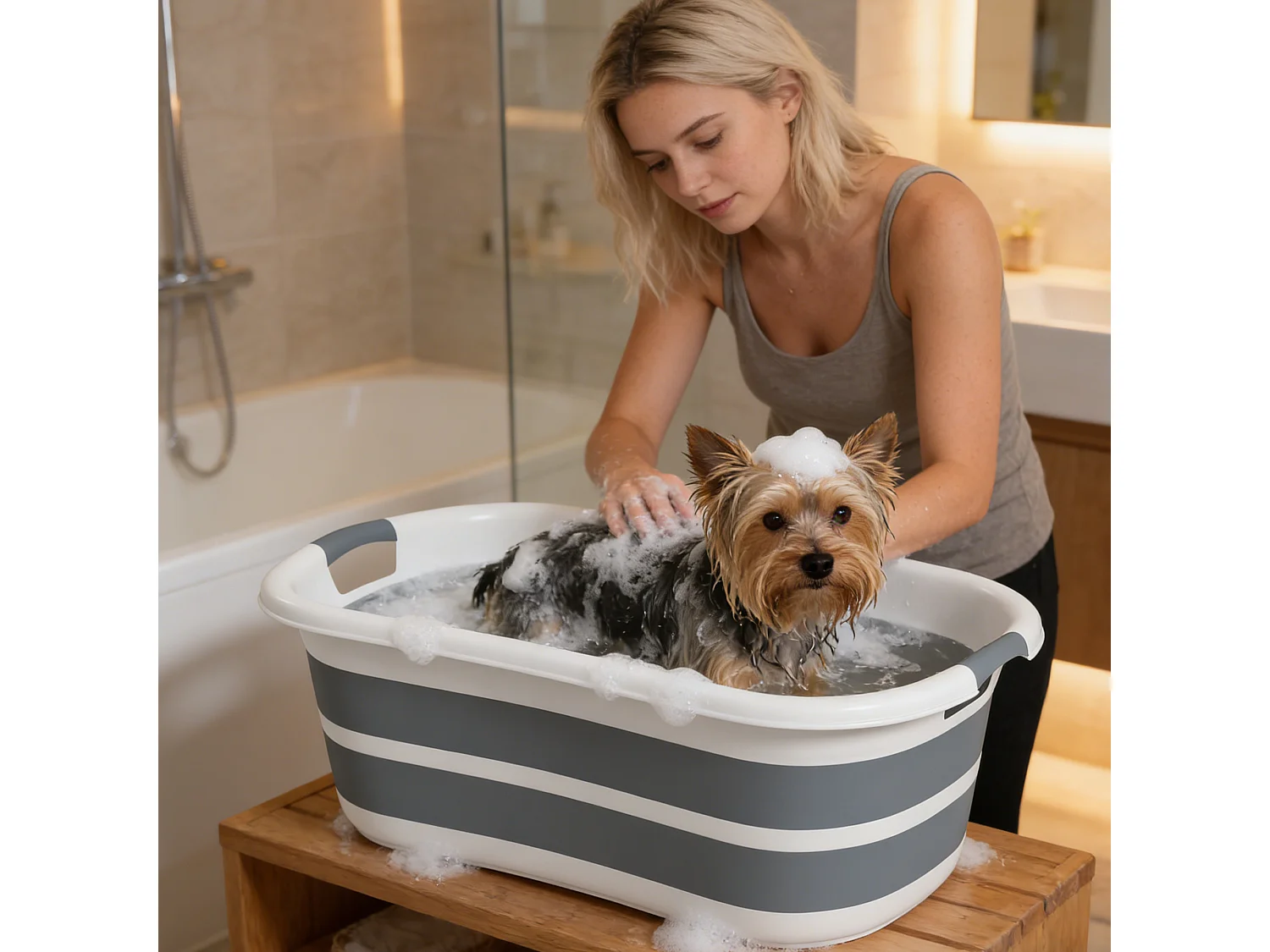 Vasca da bagno pieghevole per animali 27l grigia