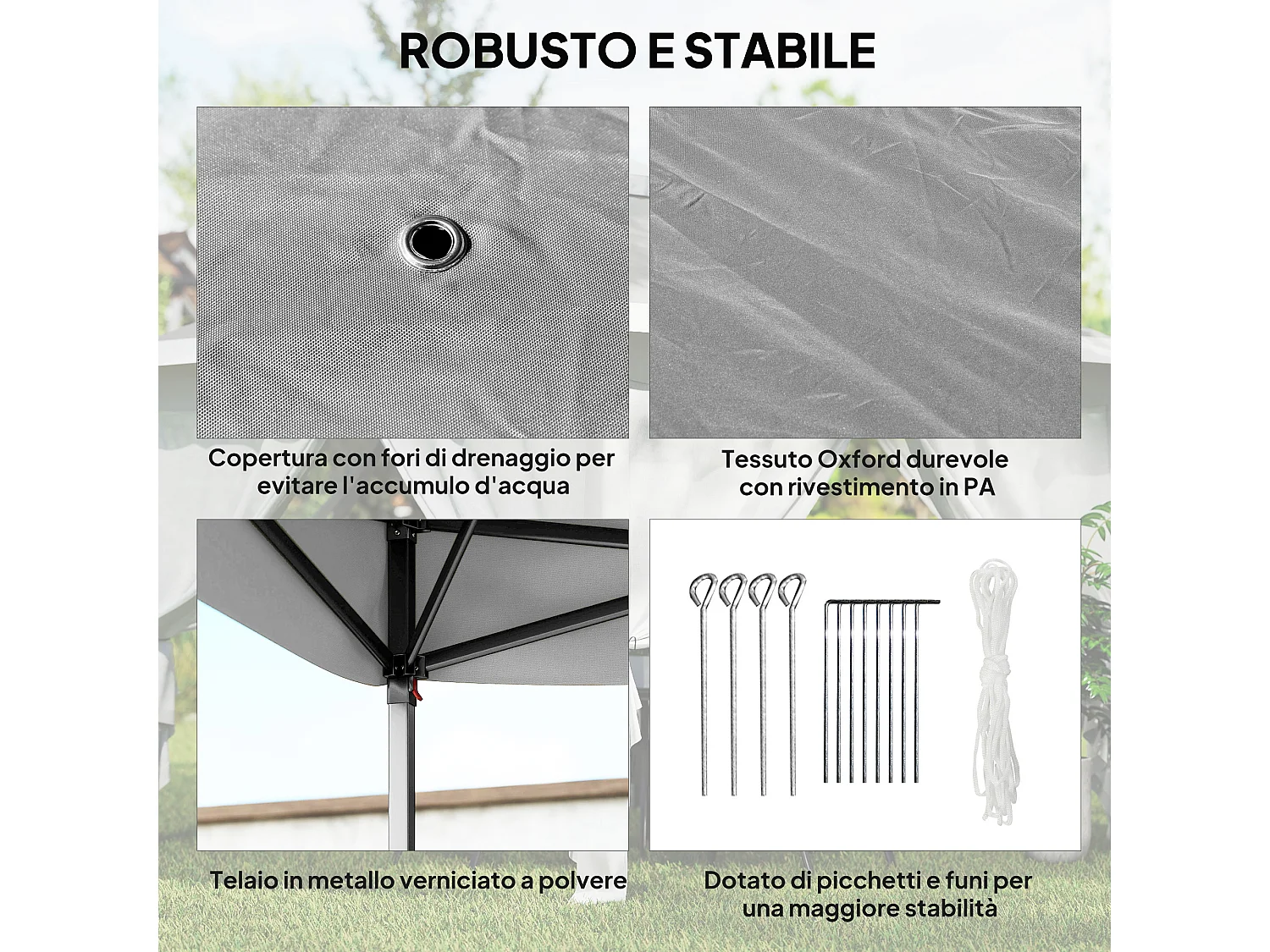 Gazebo da esterno regolabile in altezza con zanzariere grigio scuro