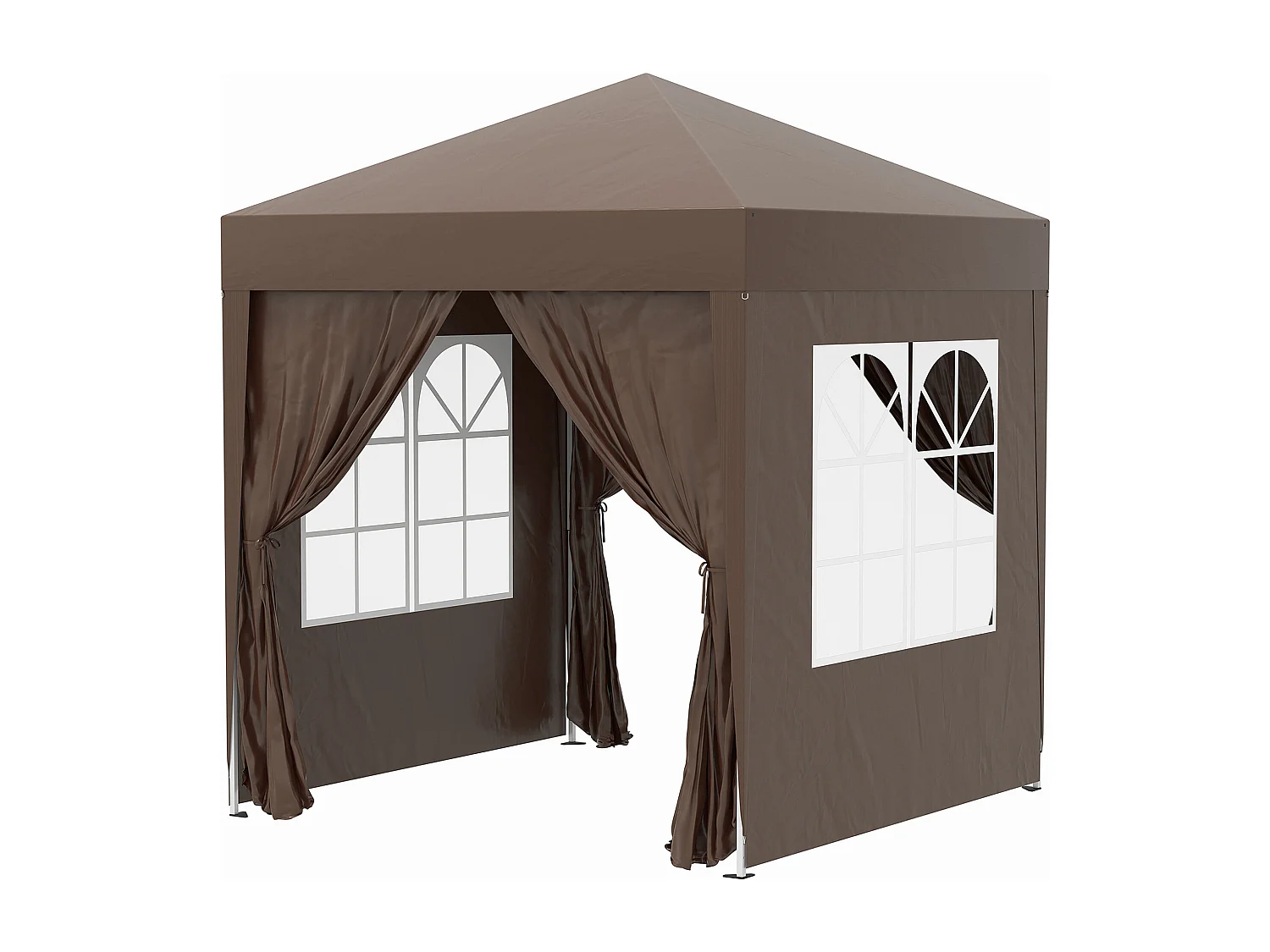 Gazebo da giardino 2x2 m in metallo e tessuto oxford marrone