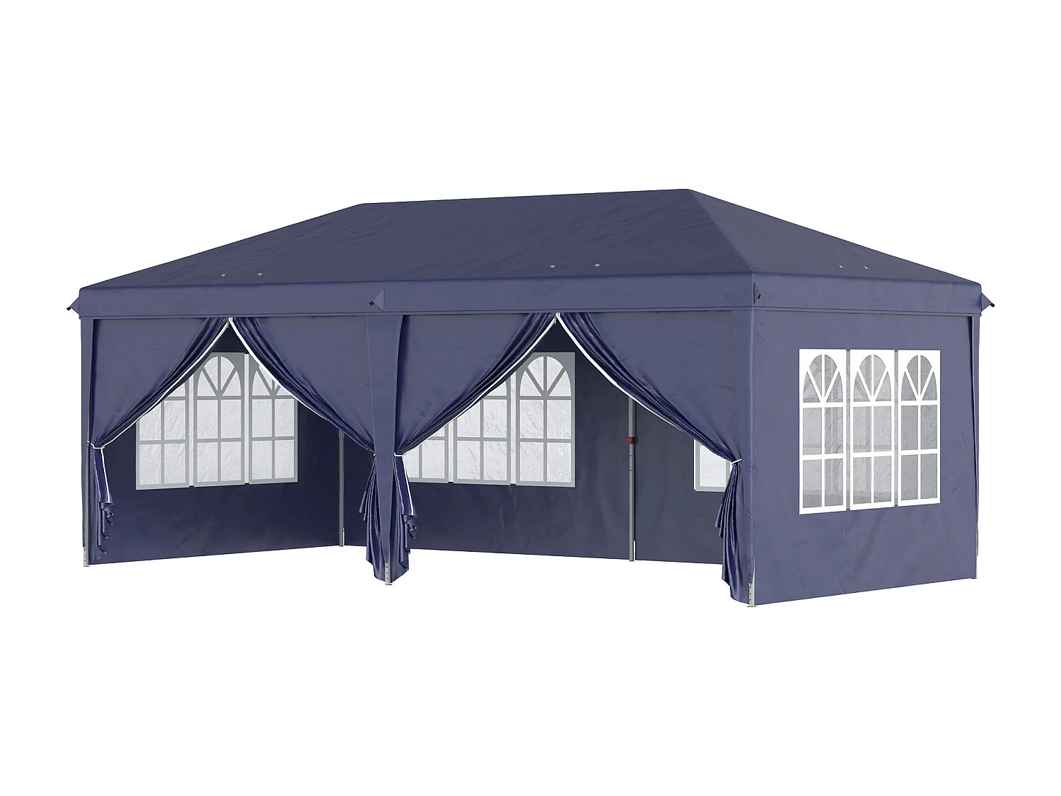Gazebo pieghevole 6x3 m con 6 pannelli e finestre blu
