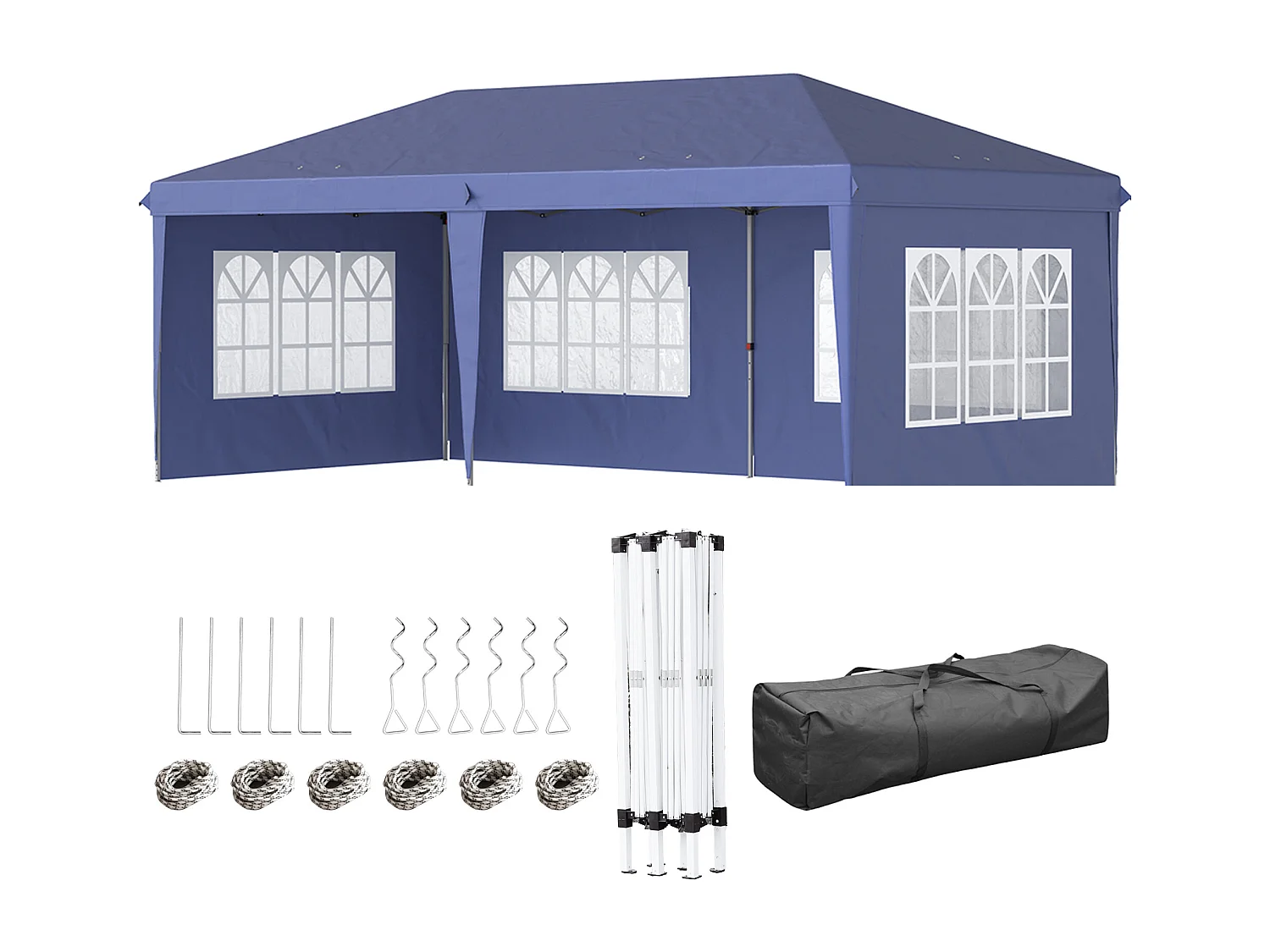 Gazebo da giardino 6x3 m con altezza regolabile blu