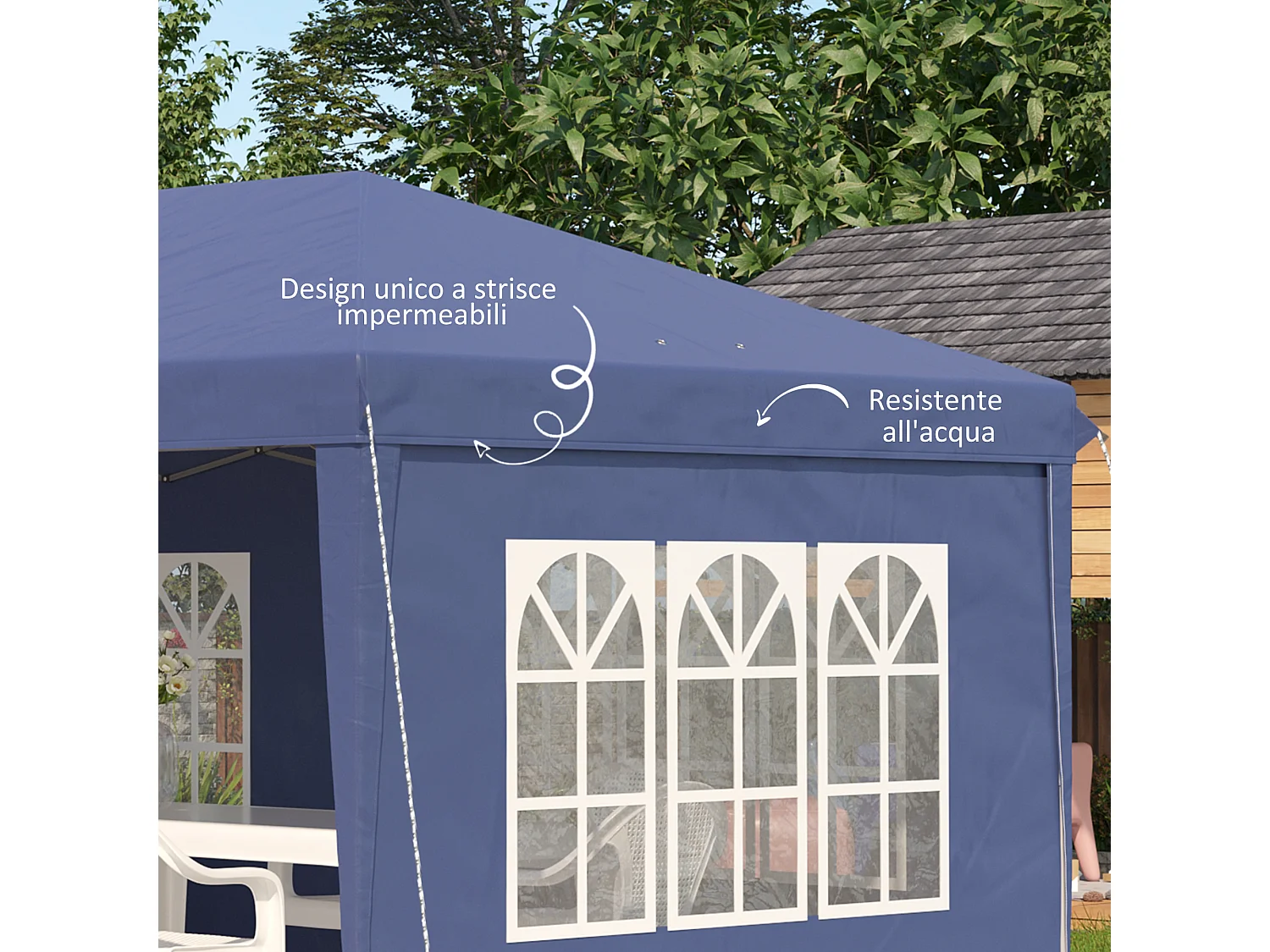 Gazebo da giardino 6x3 m con altezza regolabile blu