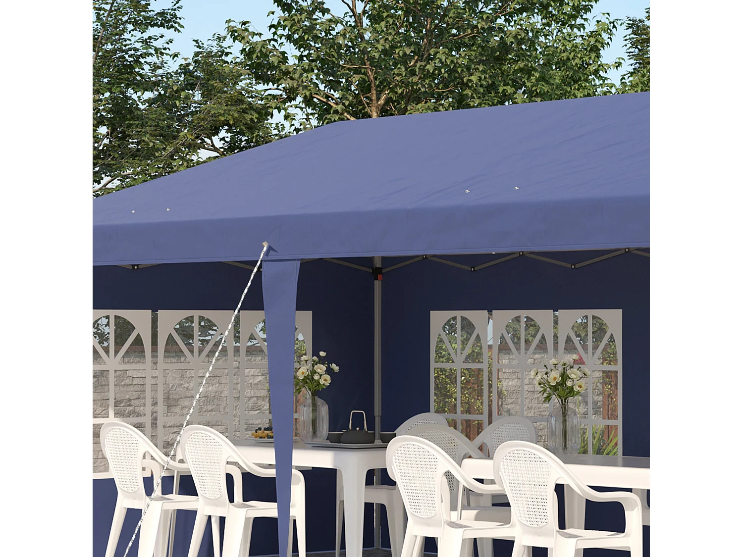 Gazebo da giardino 6x3 m con altezza regolabile blu