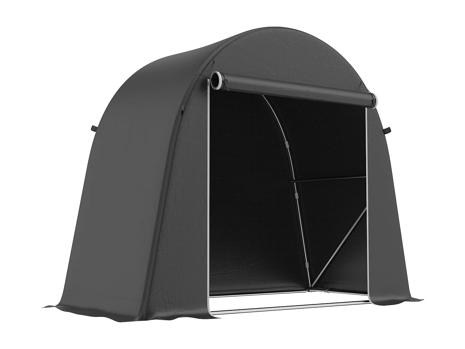 Tenda garage per biciclette e attrezzi con ingresso a zip grigio scuro