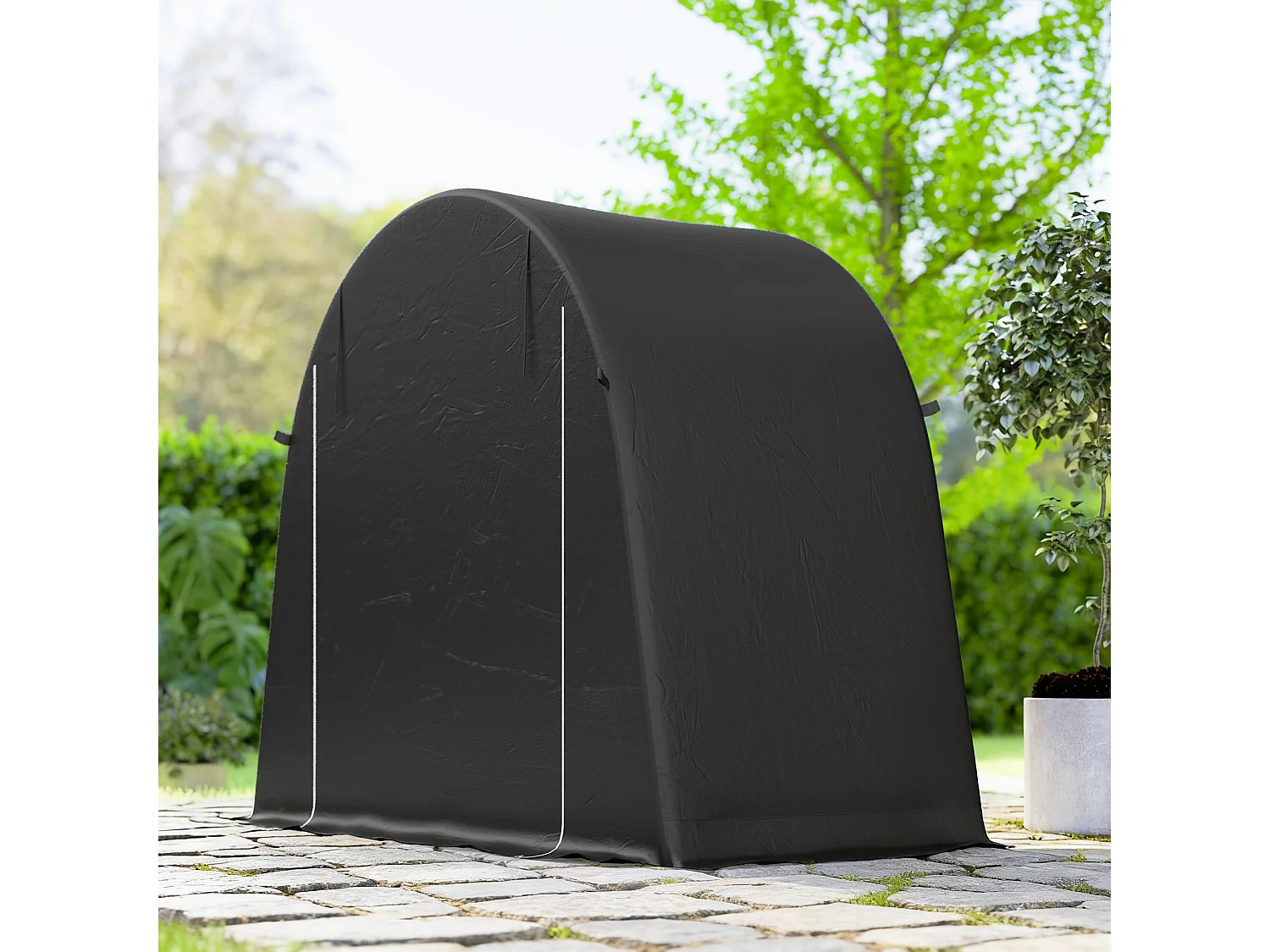 Tenda garage per biciclette e attrezzi con ingresso a zip grigio scuro