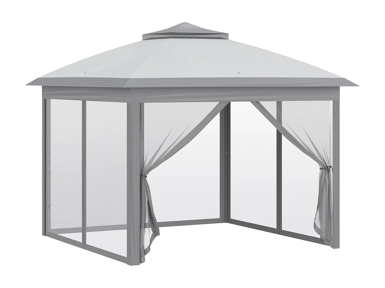 Gazebo da esterno regolabile in altezza con zanzariere grigio
