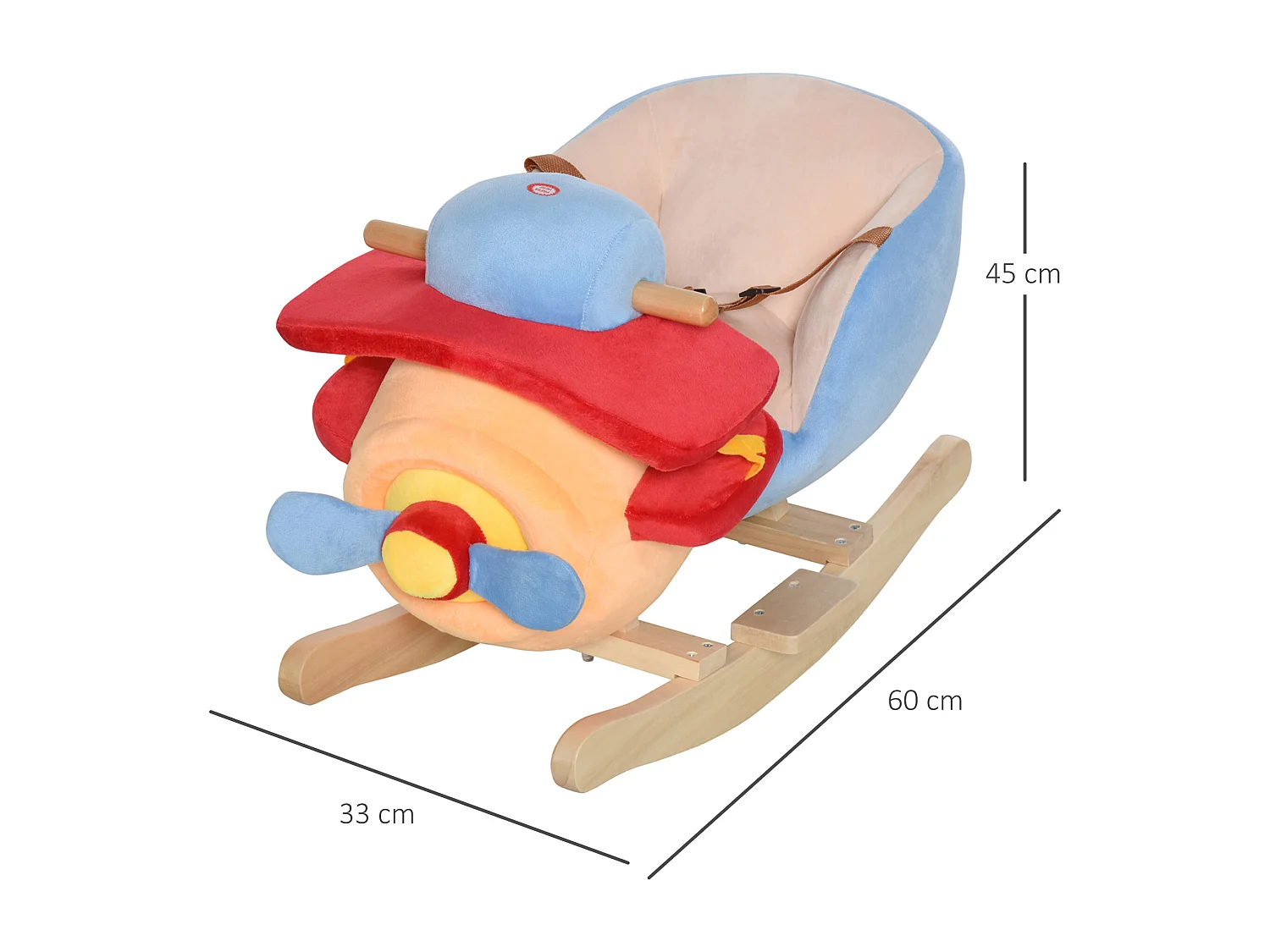 Dondolo a forma di Aeroplano per Bambini con Musica Legno Alamo