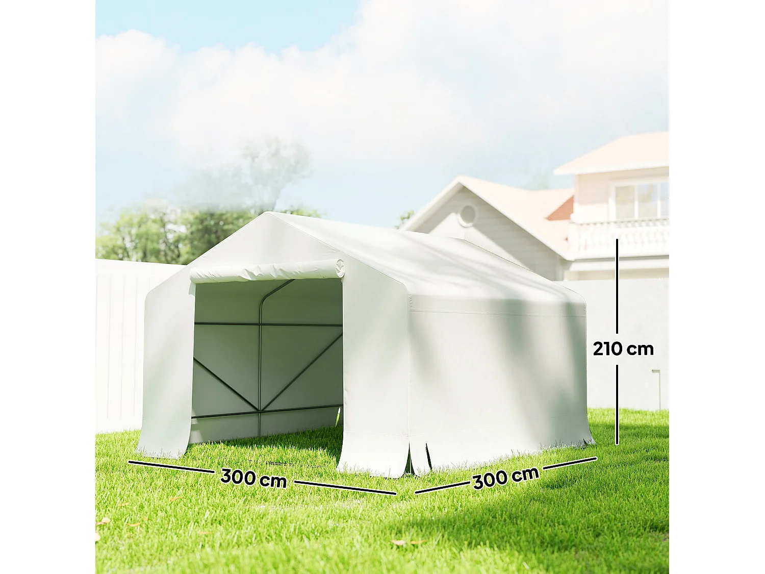 Capanno da giardino per attrezzi e tenda garage impermeabile bianco