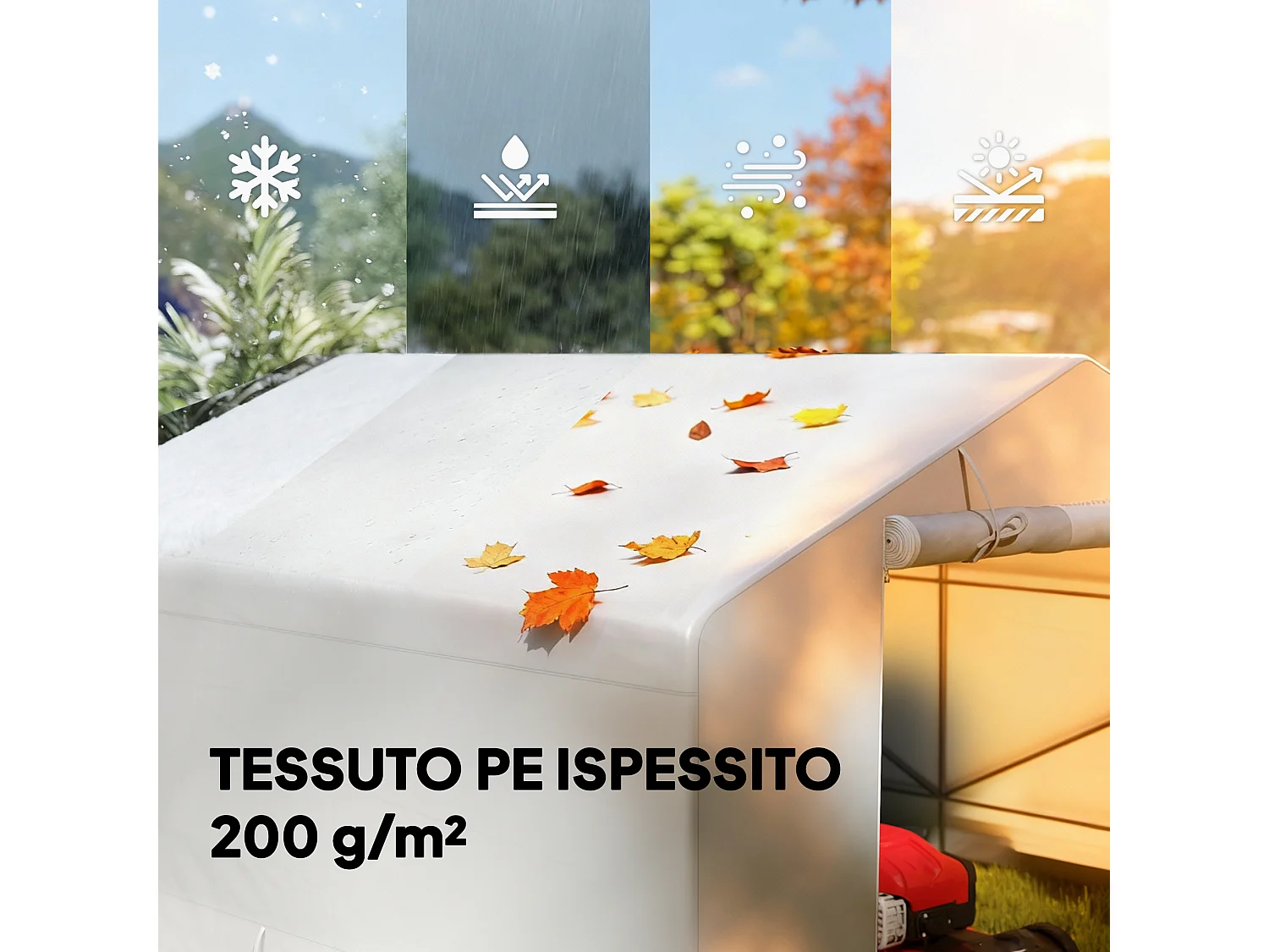 Capanno da giardino per attrezzi e tenda garage impermeabile bianco