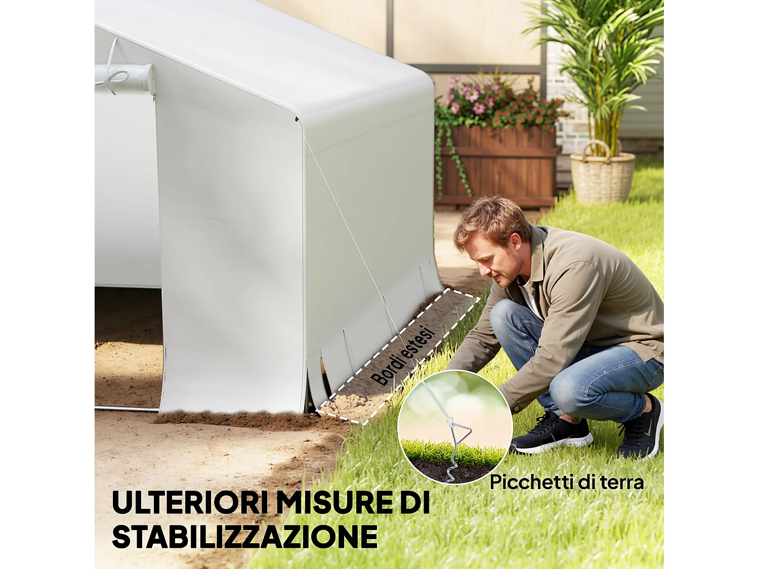 Capanno da giardino per attrezzi e tenda garage impermeabile bianco