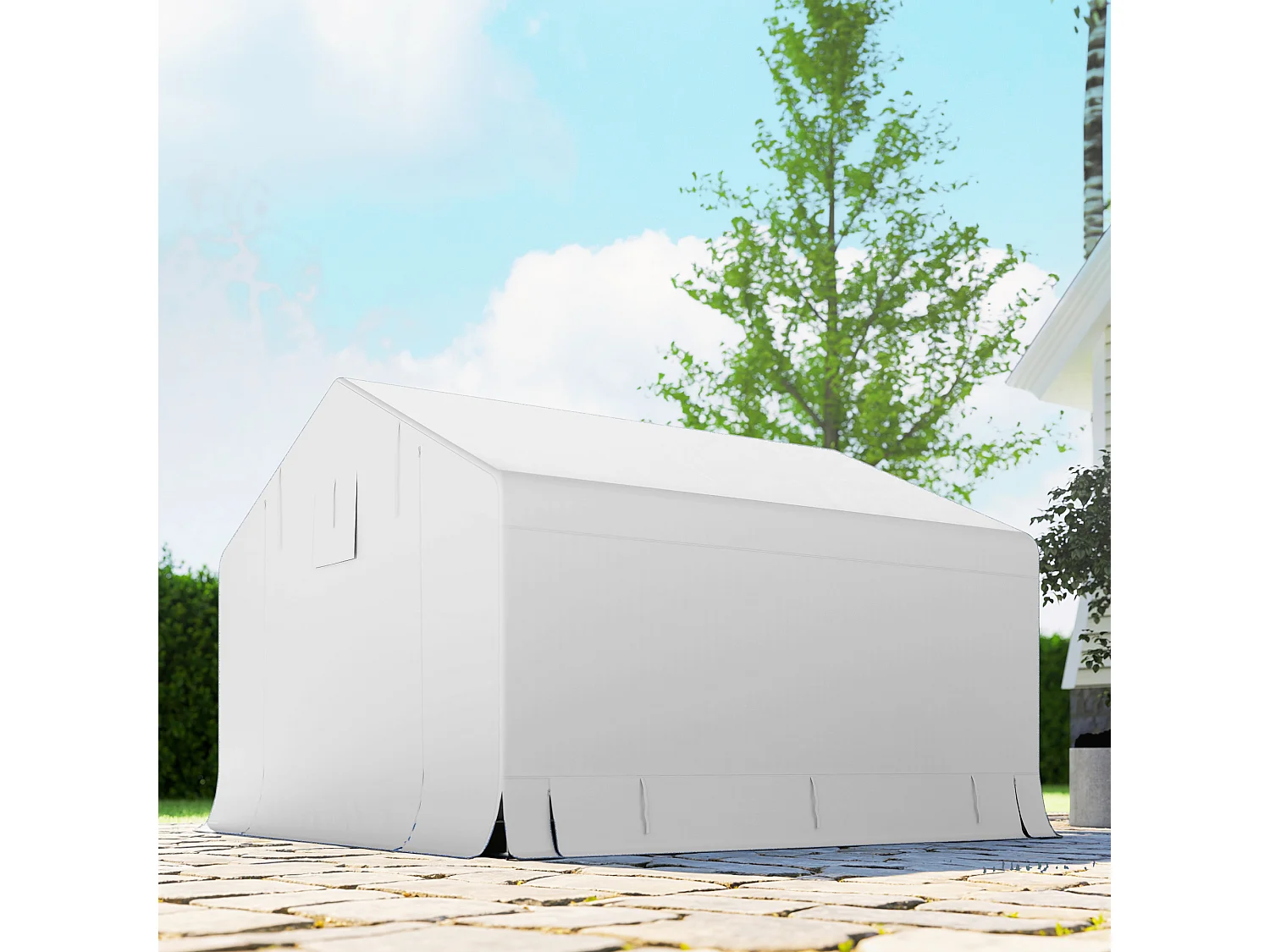 Capanno da giardino per attrezzi e tenda garage impermeabile bianco