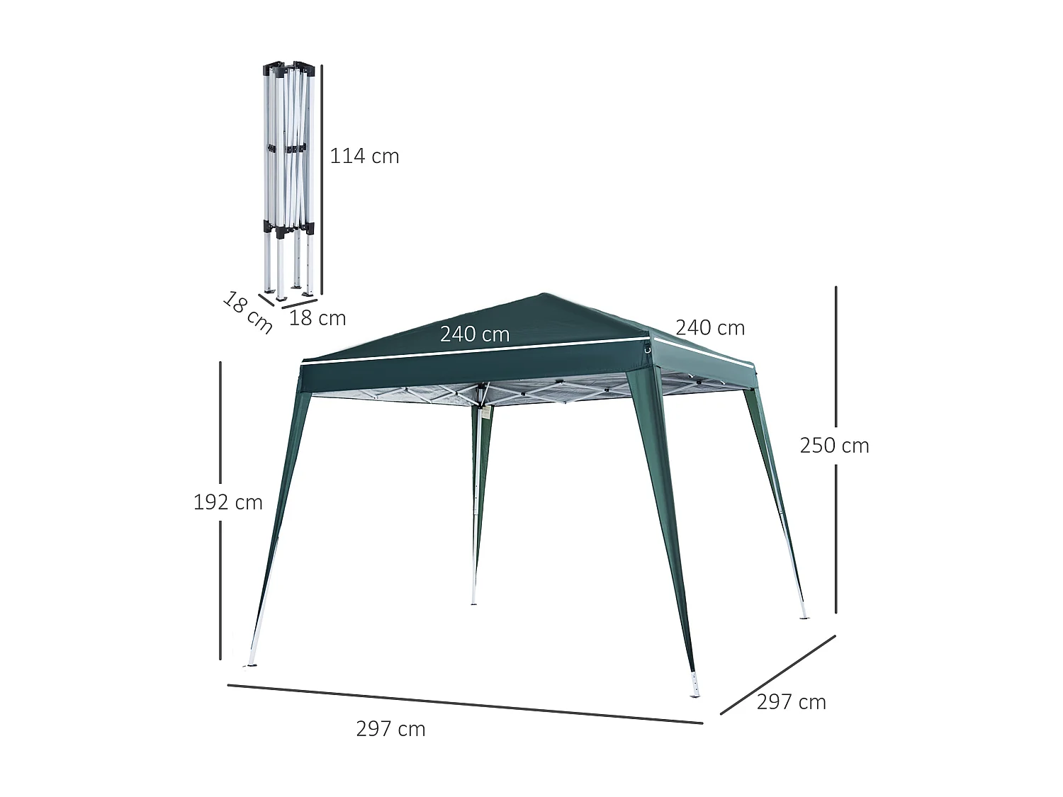 Gazebo pieghevole da giardino 2.4x2.4 m acciaio e poliestere