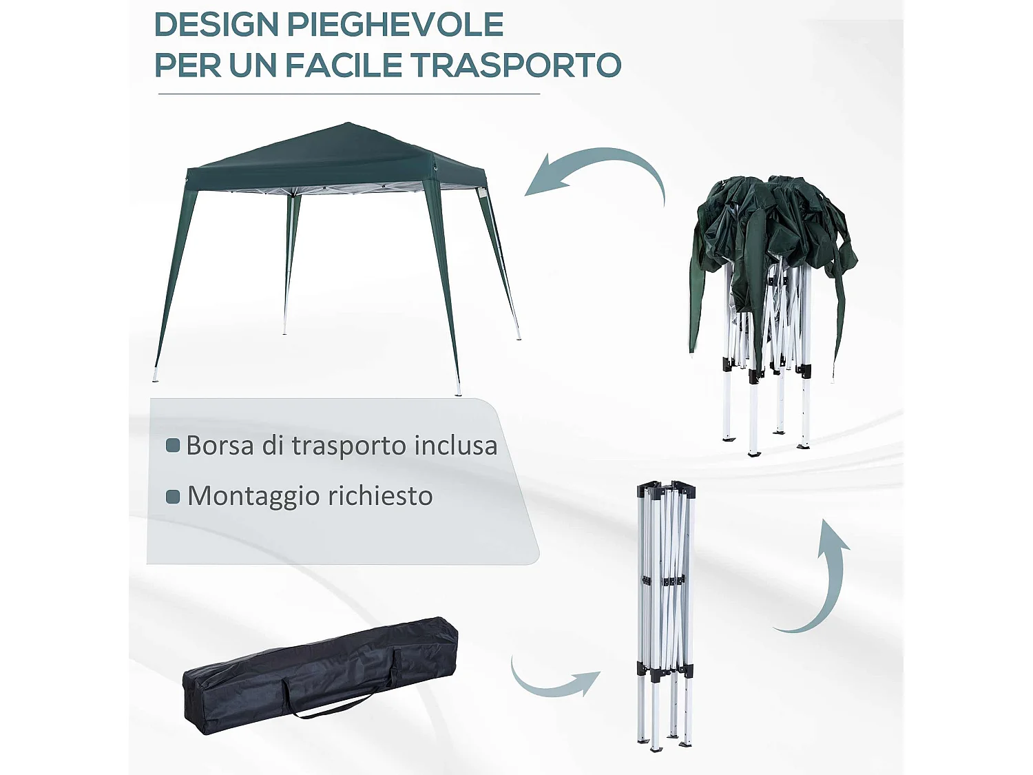 Gazebo pieghevole da giardino 2.4x2.4 m acciaio e poliestere