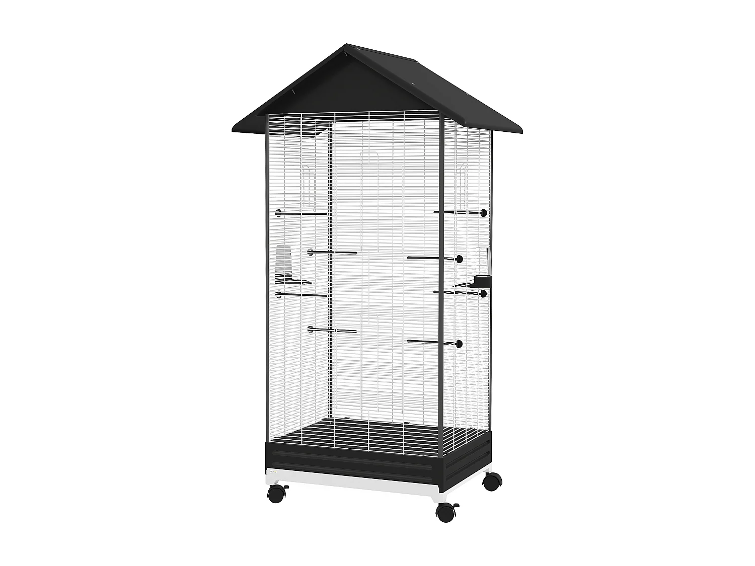 Gabbia per uccellini con ruote e vassoio estraibile alta 155cm nero