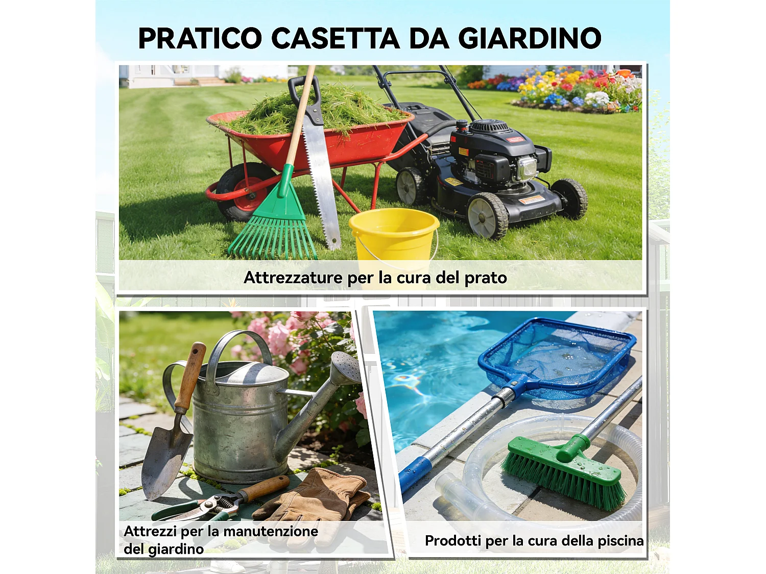 Capanno da giardino con porta chiudibile in metallo grigio scuro