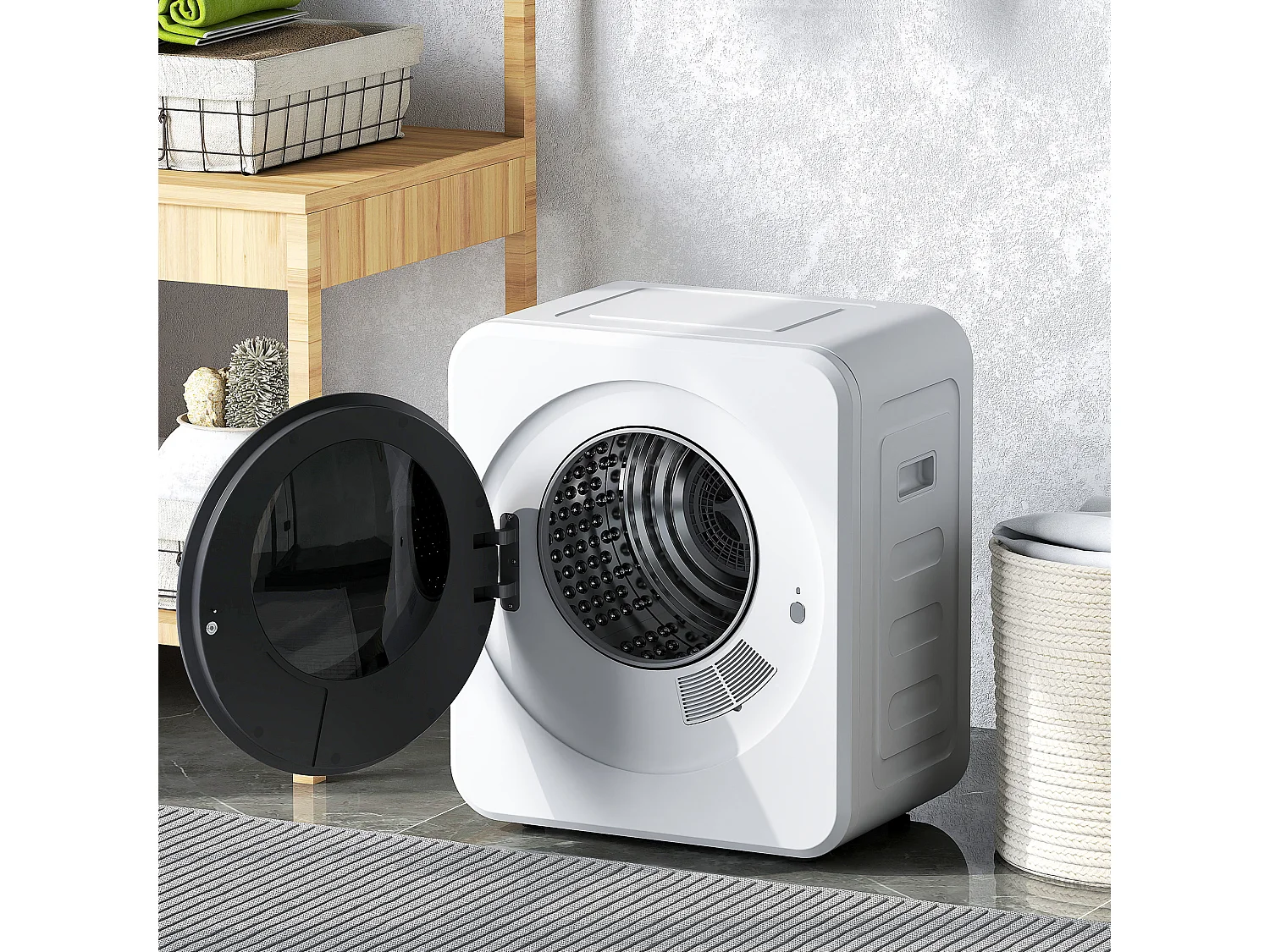 Asciugatrice vented 800w con timer acciaio bianca