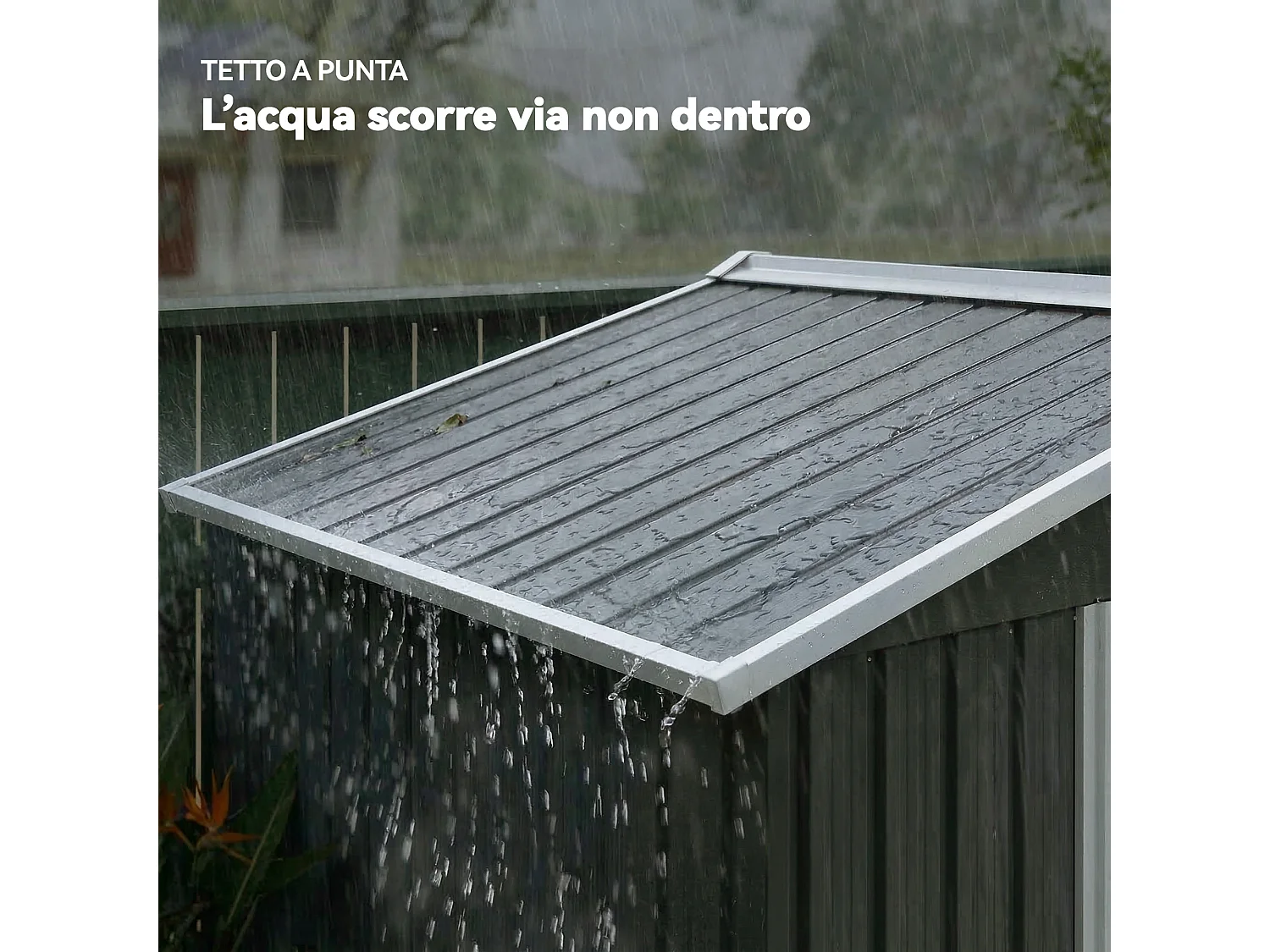 Capanno da giardino con 2 porte scorrevoli in acciaio nero