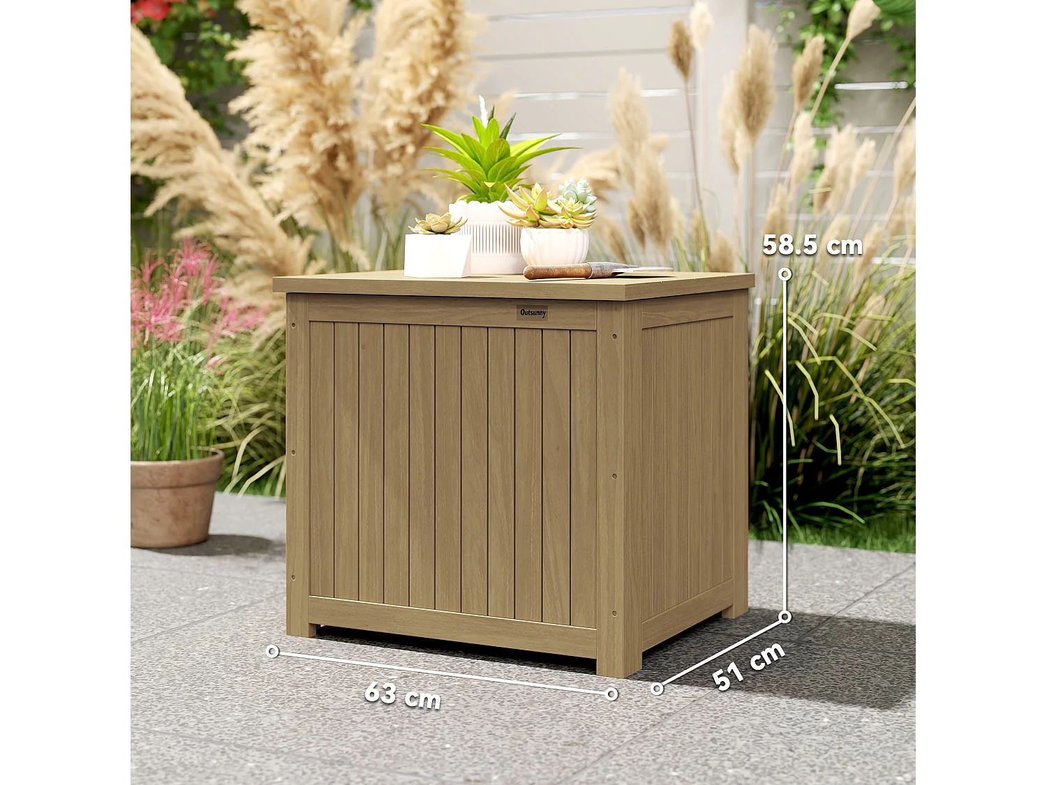 Cassapanca da esterno da 130l in legno marrone