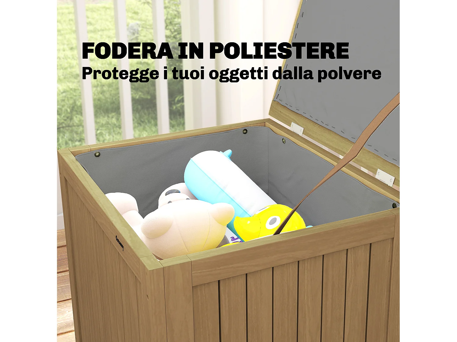 Cassapanca da esterno da 130l in legno marrone