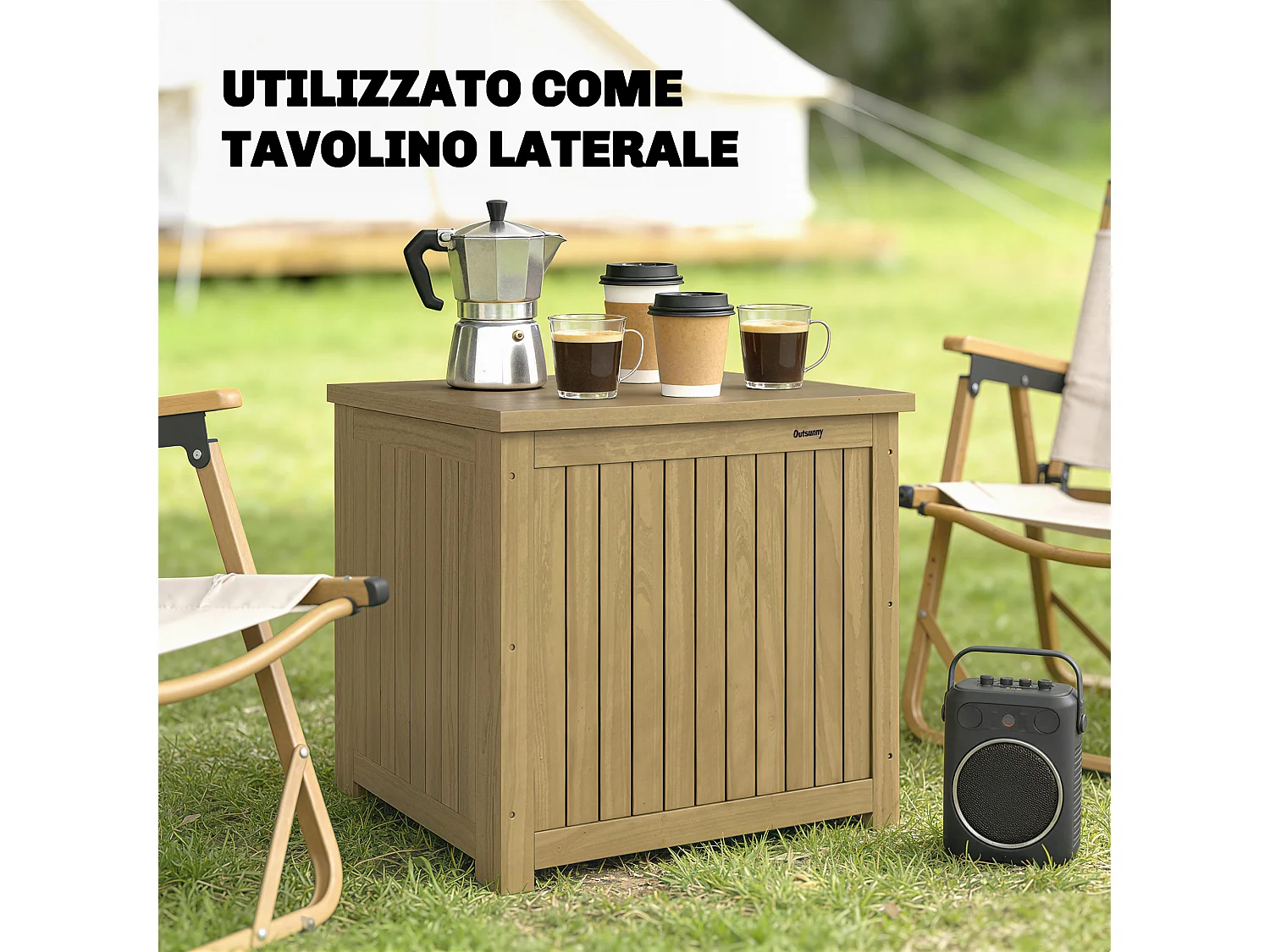 Cassapanca da esterno da 130l in legno marrone