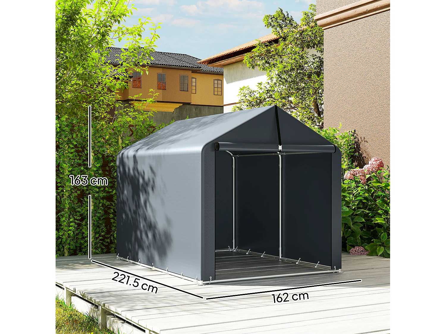 Tenda garage rinforzata e impermeabile a zip grigia