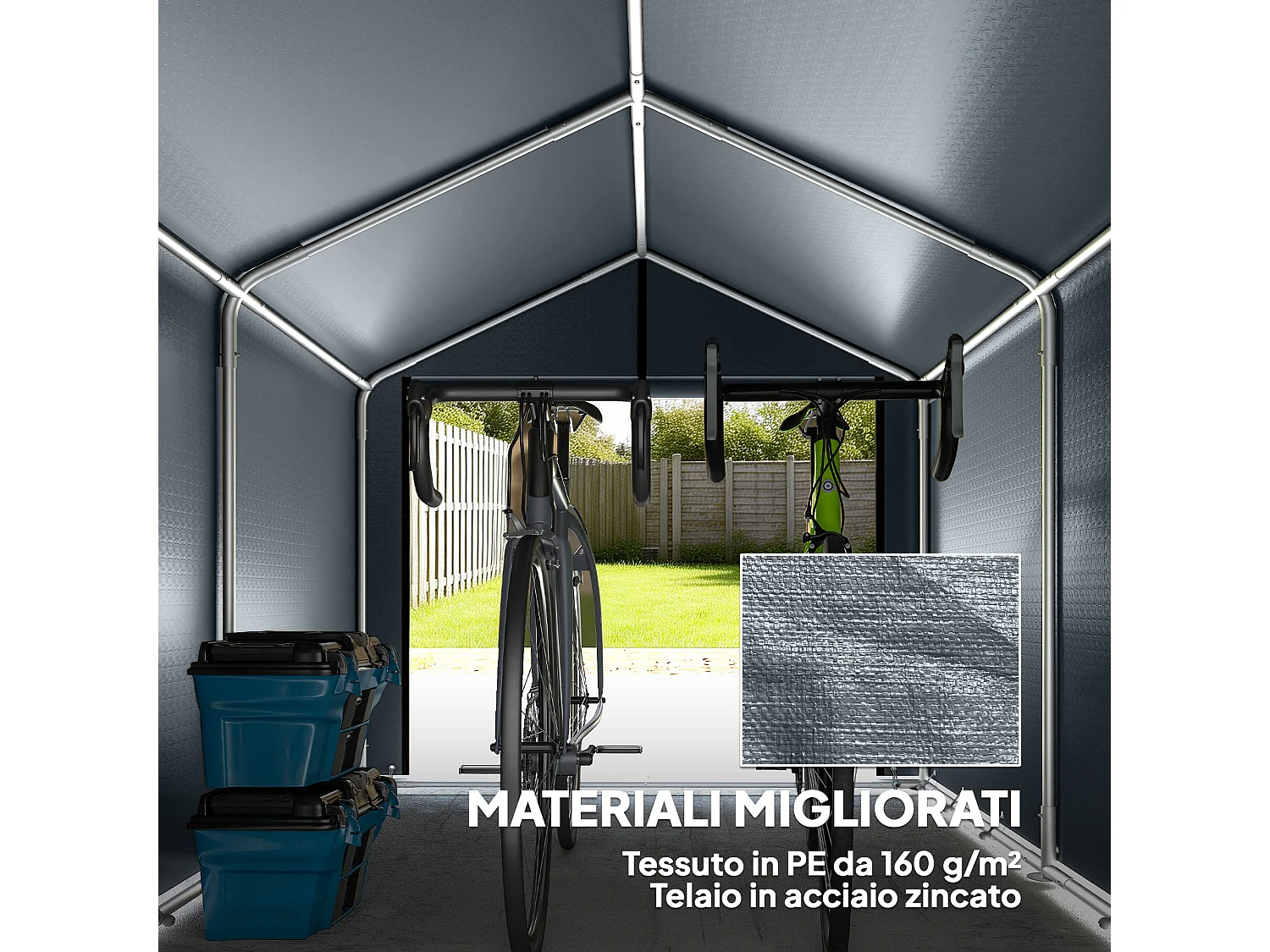 Tenda garage rinforzata e impermeabile a zip grigia