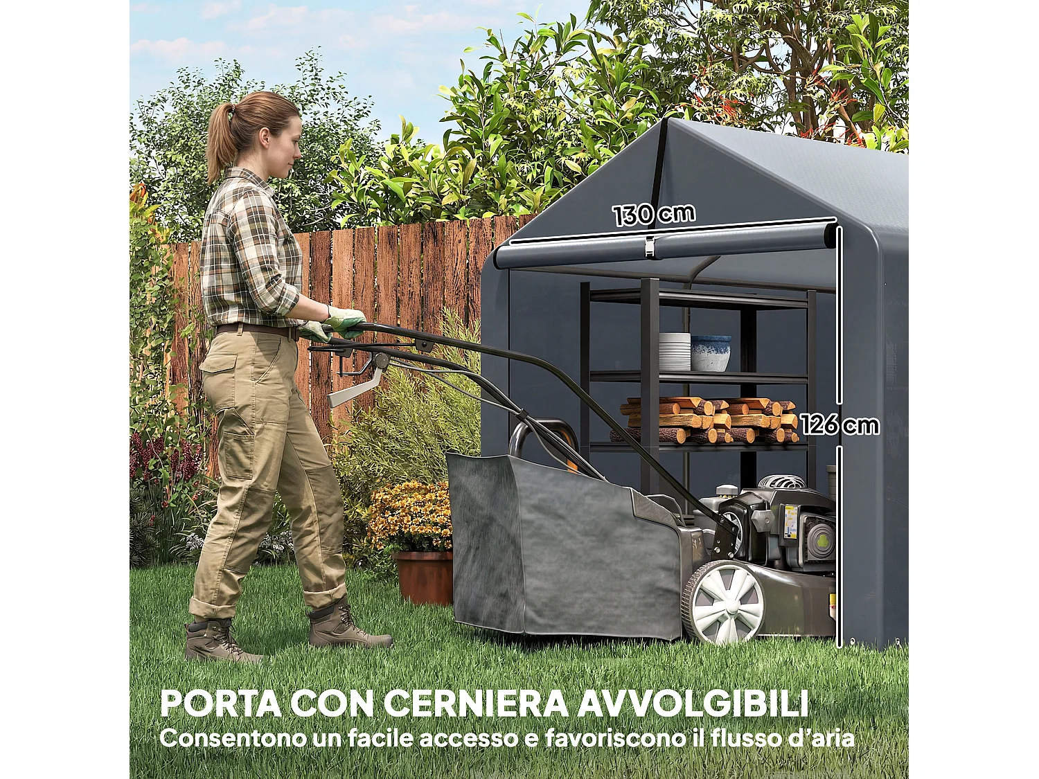 Tenda garage rinforzata e impermeabile a zip grigia