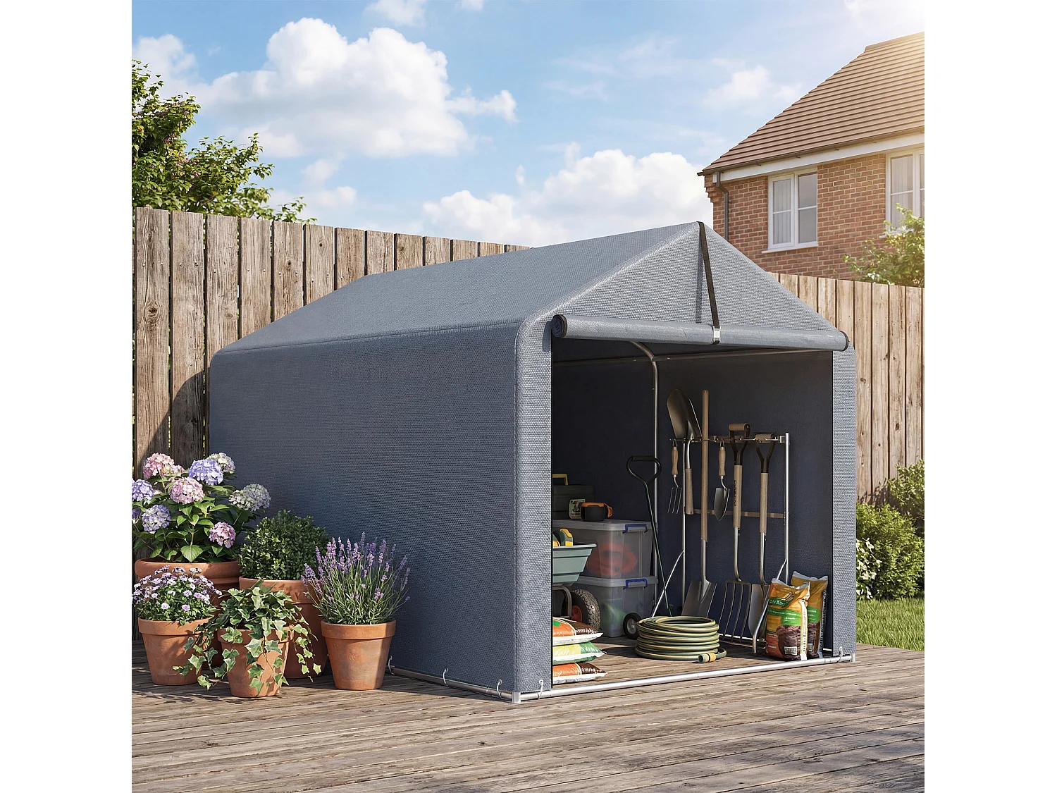 Tenda garage rinforzata e impermeabile a zip grigia
