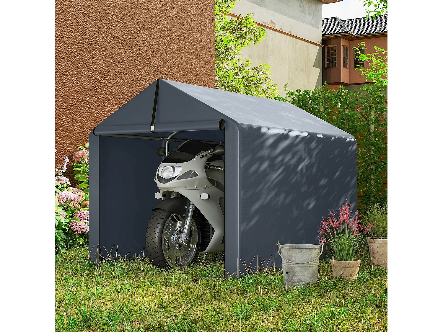 Tenda garage rinforzata e impermeabile a zip grigia