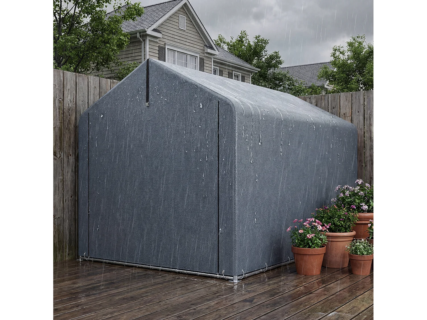 Tenda garage rinforzata e impermeabile a zip grigia