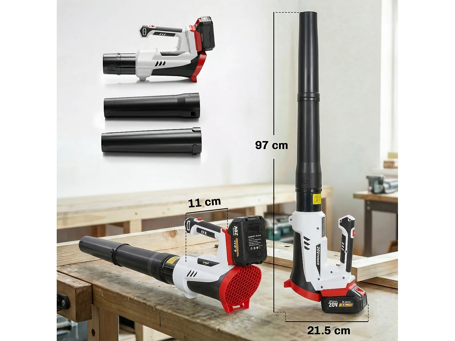 Soffiatore per foglie cordless a batteria 6 velocità leggero