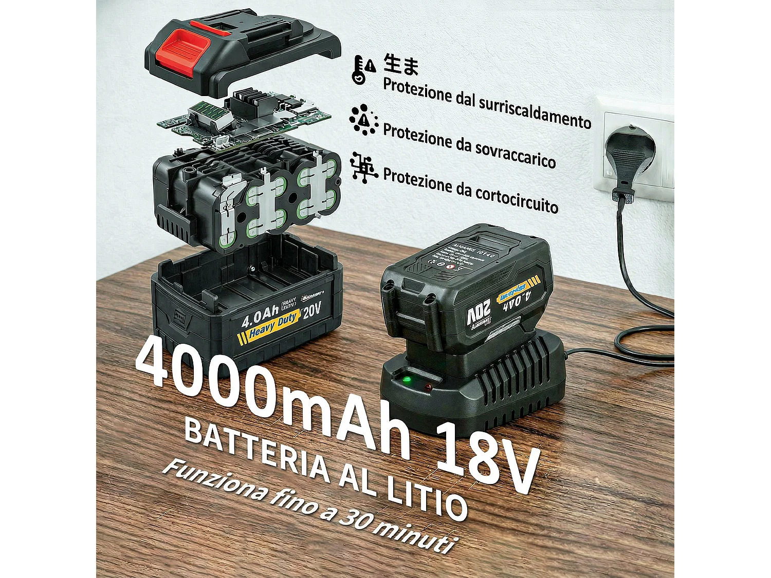 Soffiatore per foglie cordless a batteria 6 velocità leggero