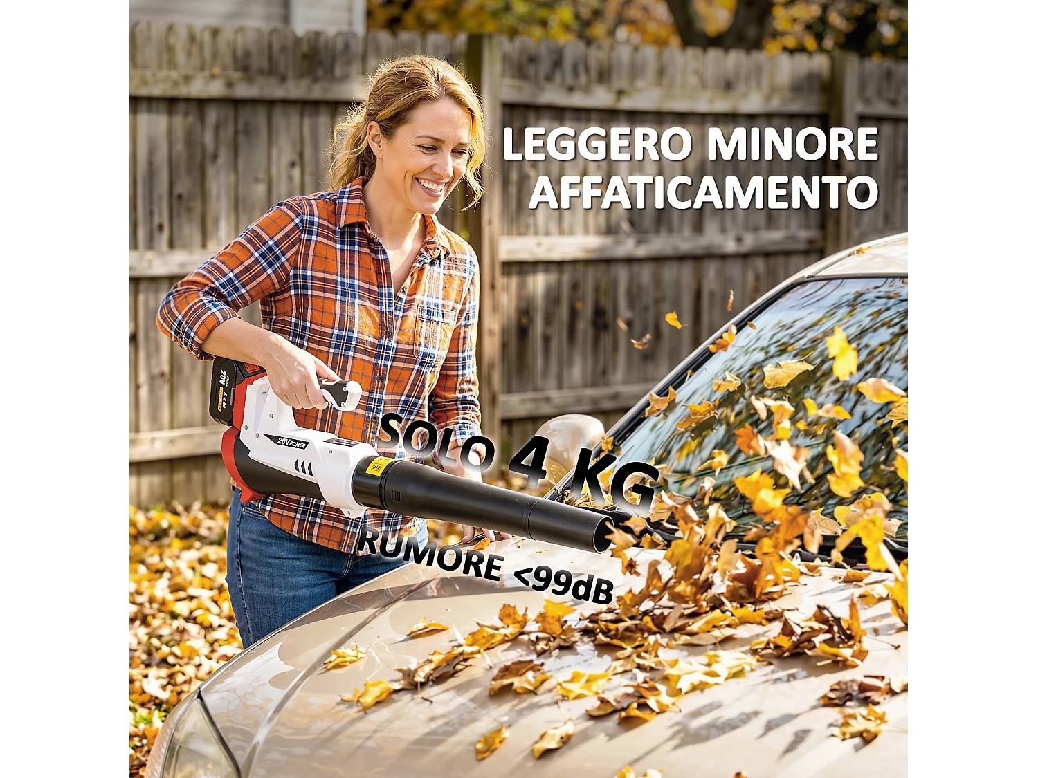 Soffiatore per foglie cordless a batteria 6 velocità leggero