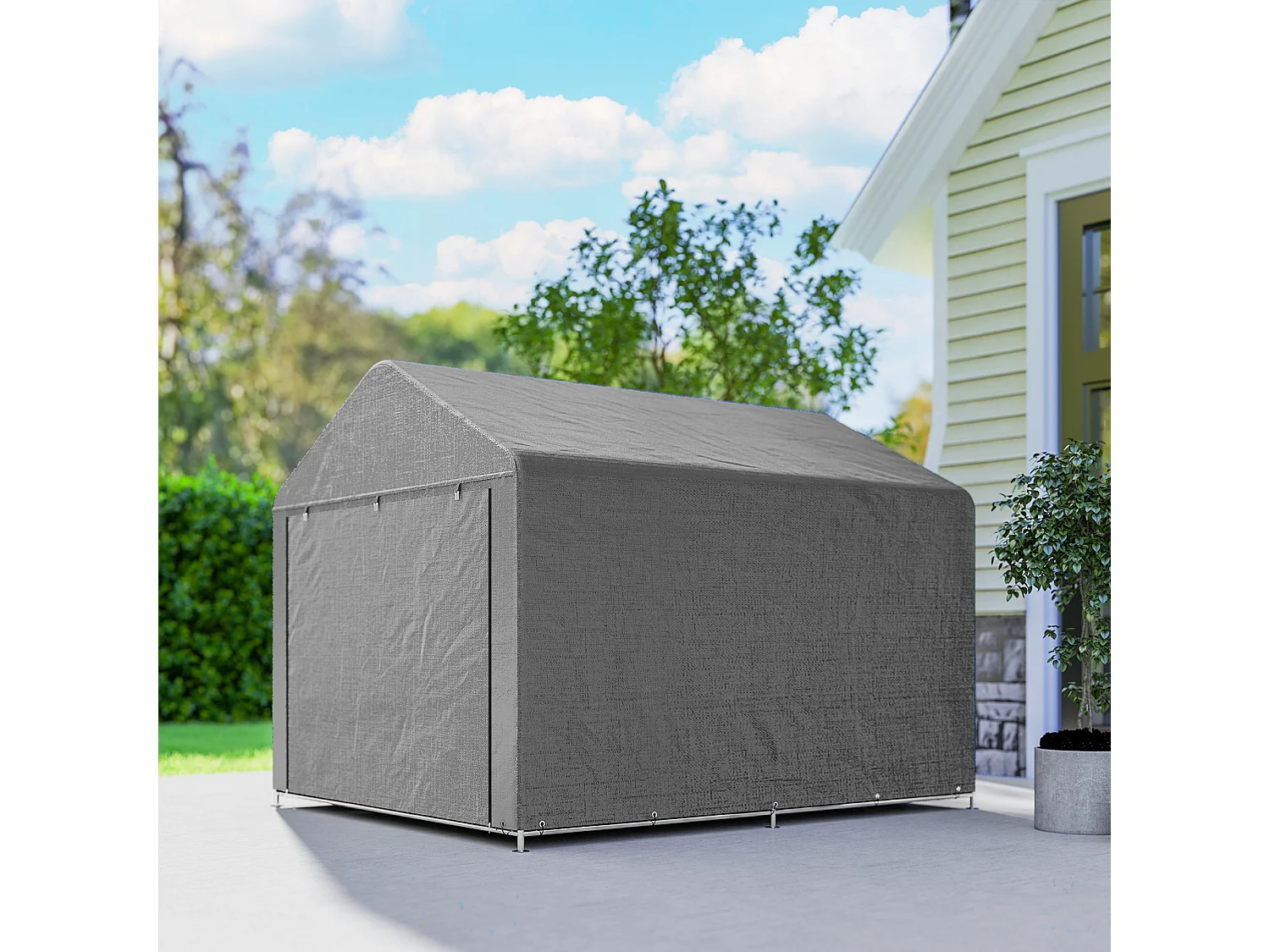 Capanno da giardino 2x2.4 m impermeabile con porta avvolgibile grigio
