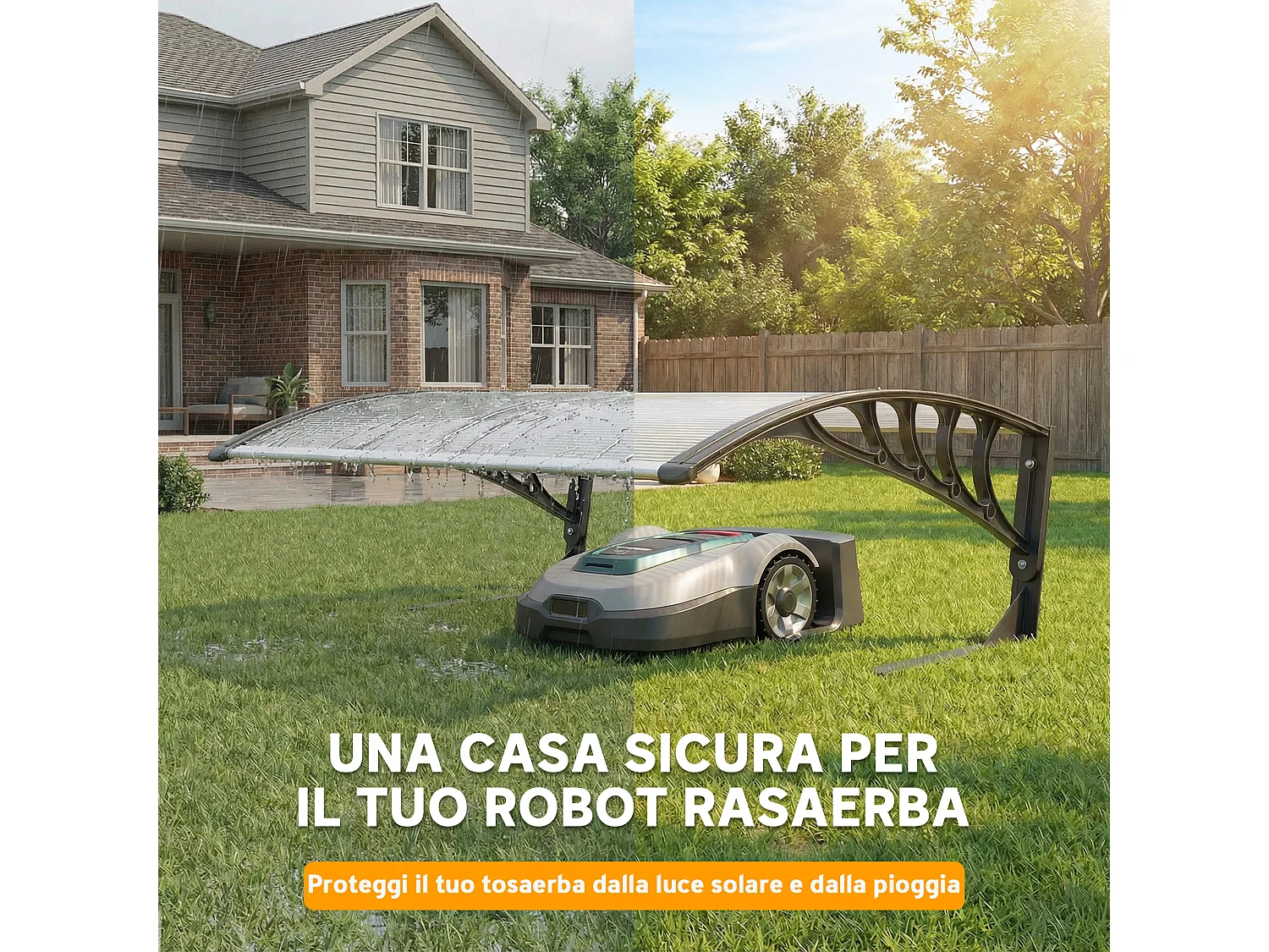 Pensilina esterni per tagliaerba impermeabile bianco