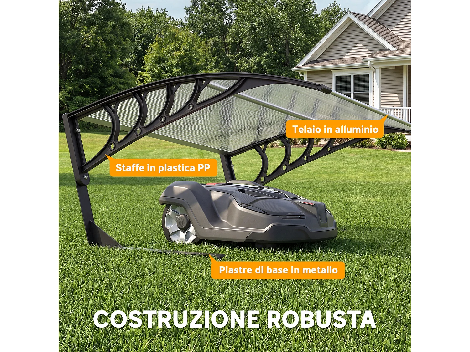 Pensilina esterni per tagliaerba impermeabile bianco