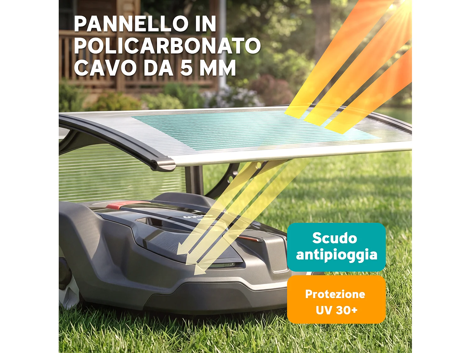 Pensilina esterni per tagliaerba impermeabile bianco