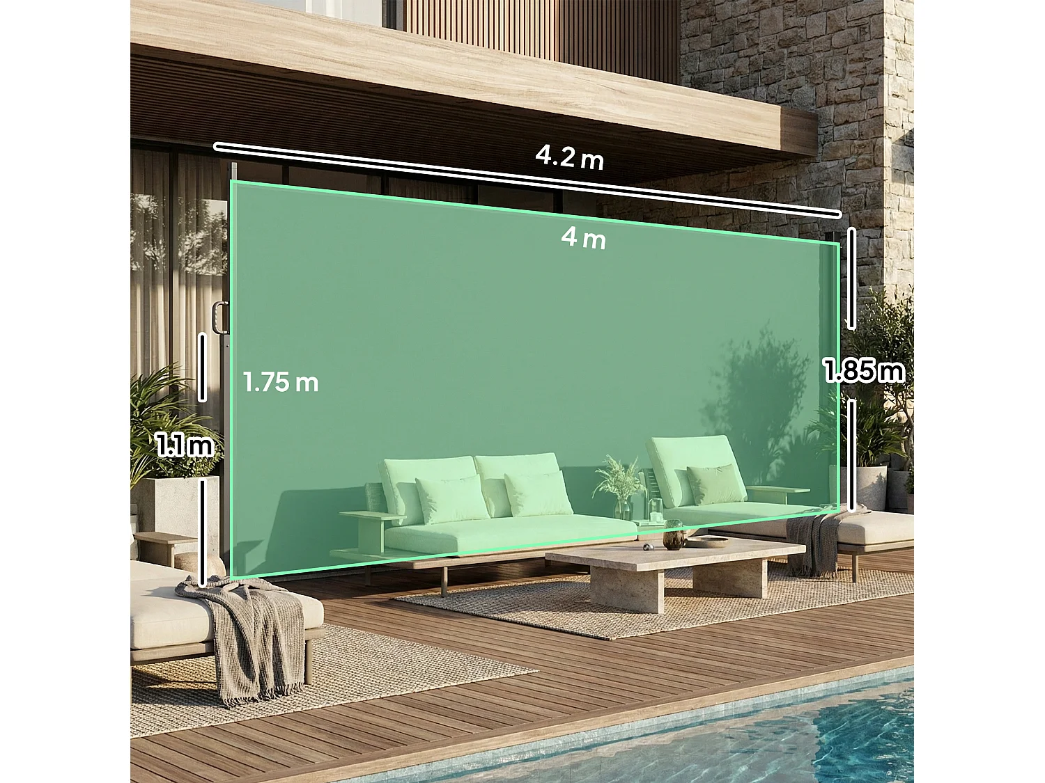 Tenda laterale retrattile 420x185 cm grigio scuro