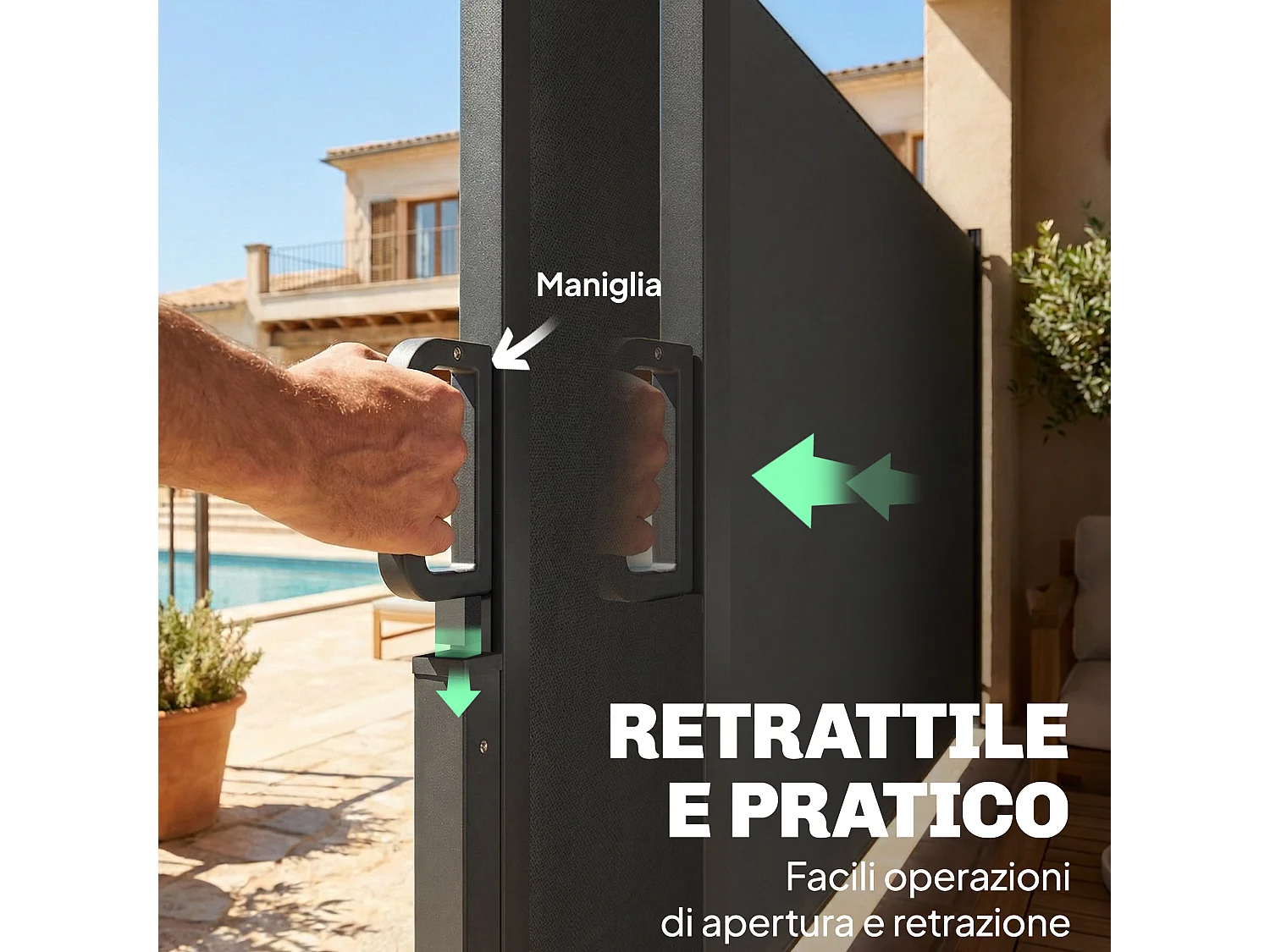 Tenda laterale retrattile 420x185 cm grigio scuro