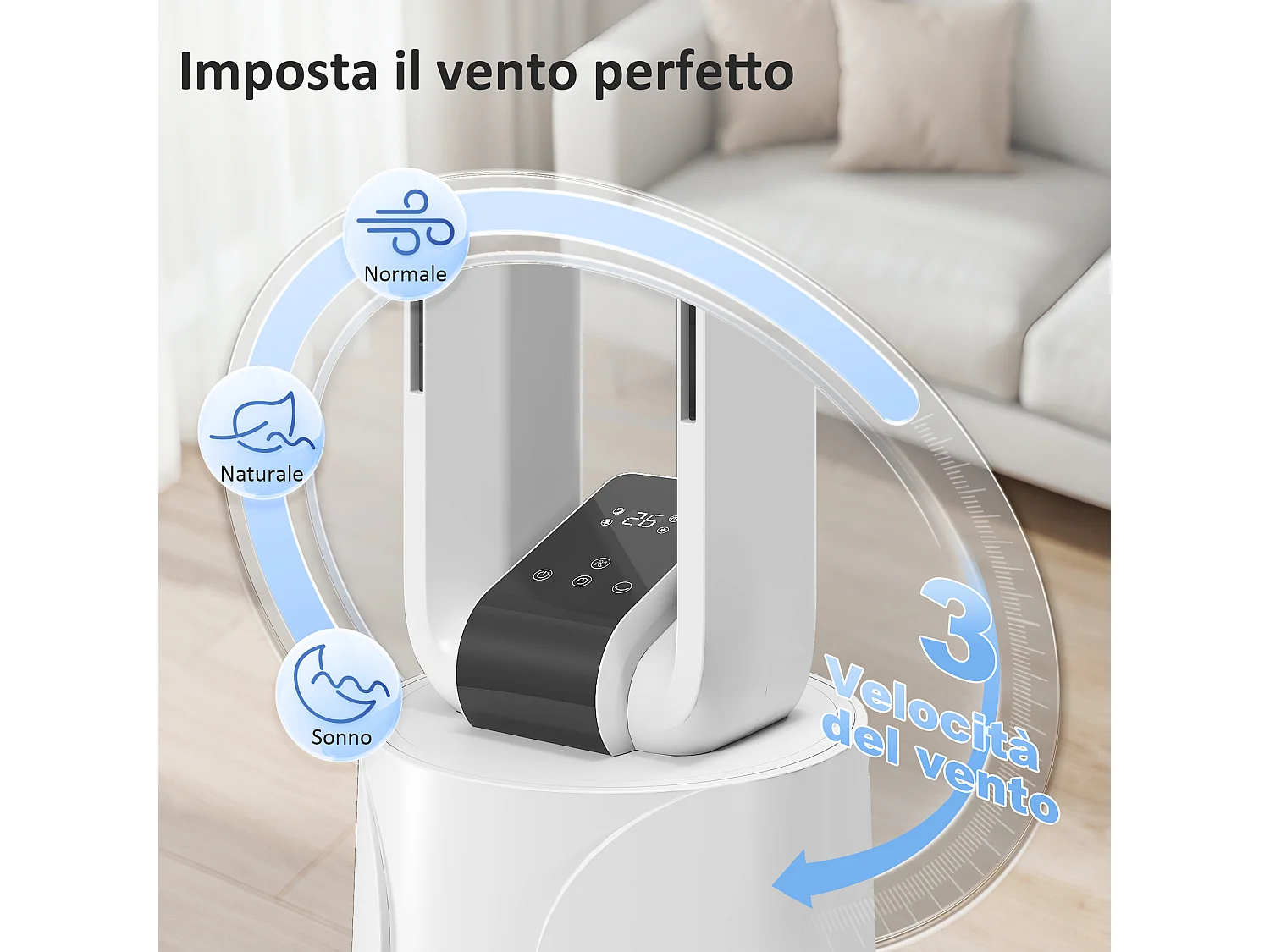 Raffrescatore evaporativo con timer 15h in plastica bianco