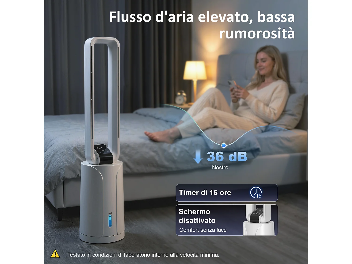 Raffrescatore evaporativo con timer 15h in plastica bianco