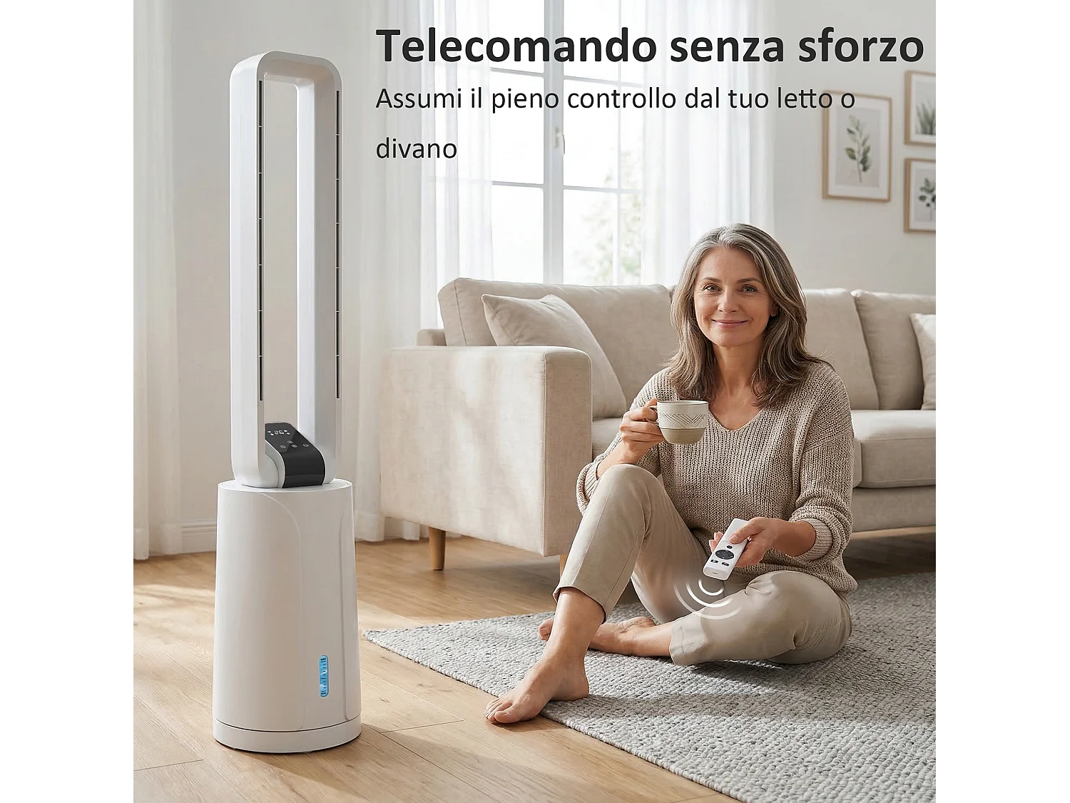 Raffrescatore evaporativo con timer 15h in plastica bianco