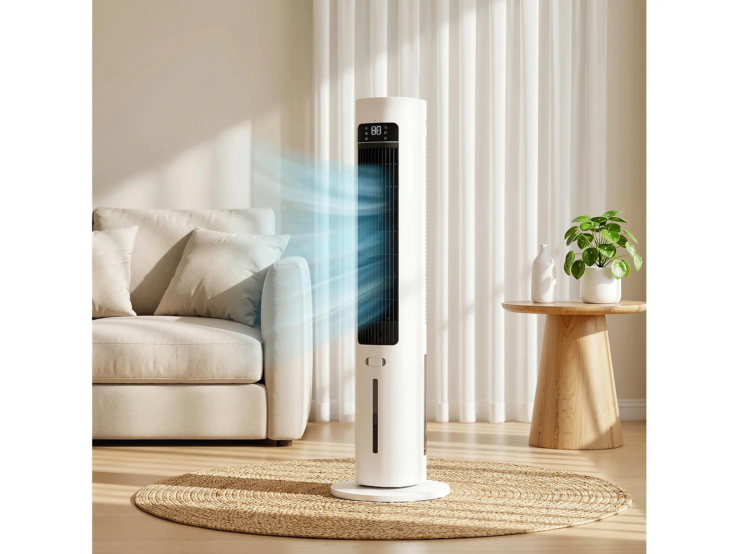 Raffrescatore d'aria a torre 3-in-1 portatile bianco
