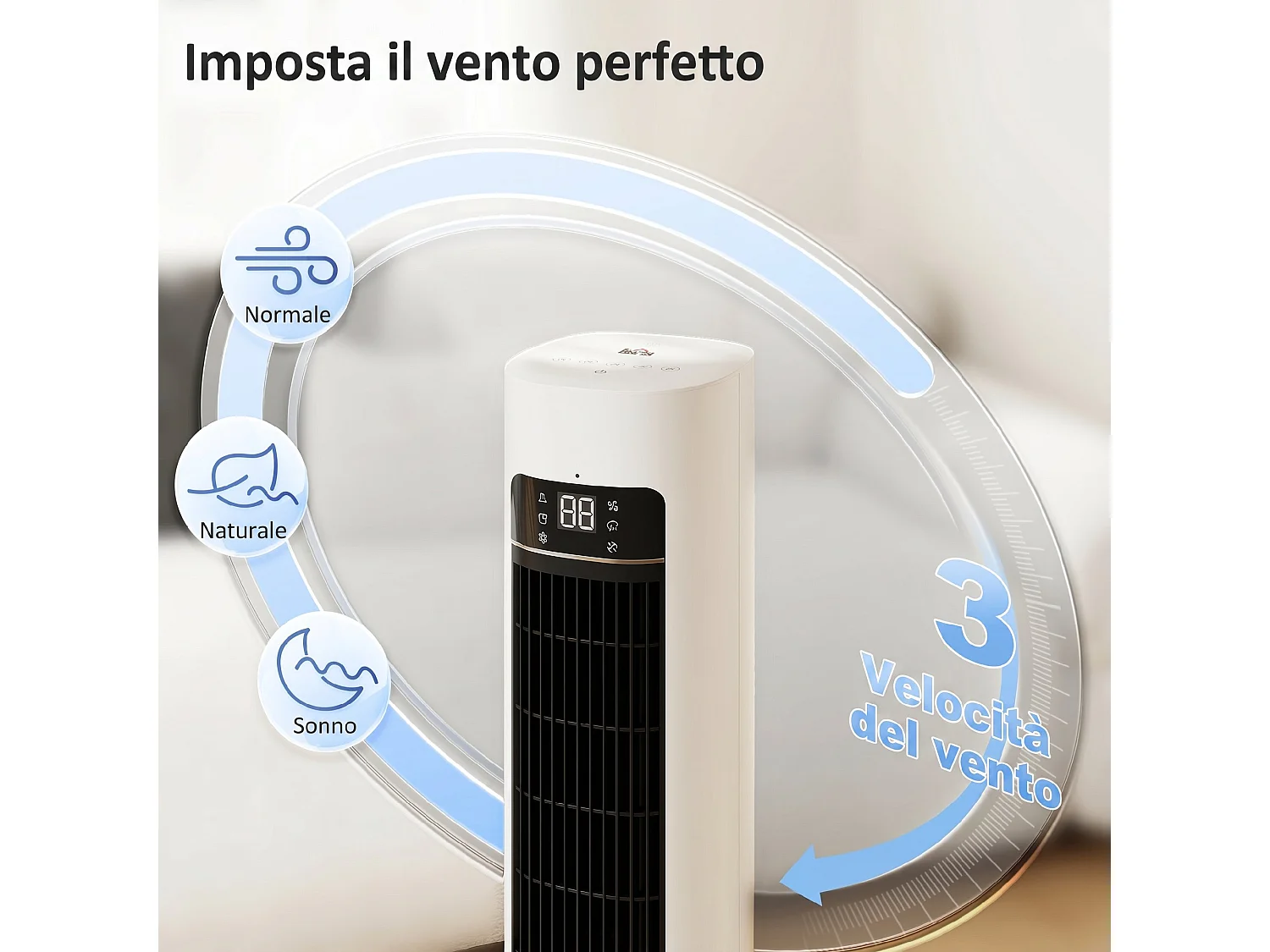 Raffrescatore d'aria a torre 3-in-1 portatile bianco