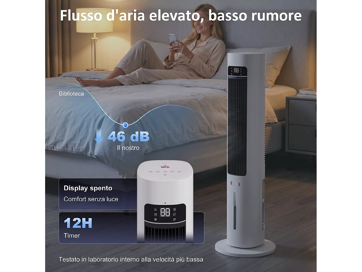 Raffrescatore d'aria a torre 3-in-1 portatile bianco